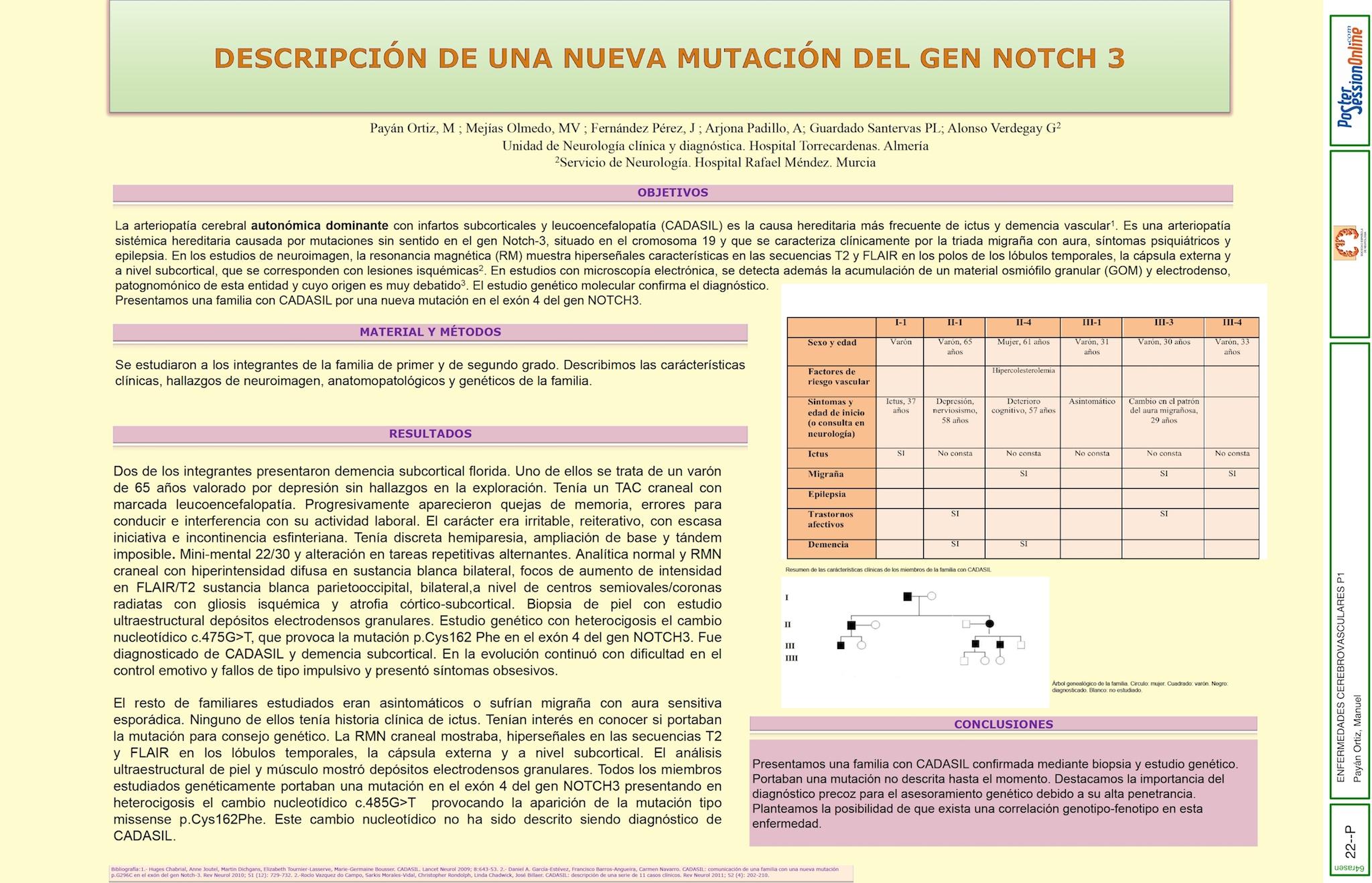 DESCRIPCIÓN DE UNA FAMILIA CON CADASIL POR UNA NUEVA MUTACIÓN DEL GEN NOTCH3