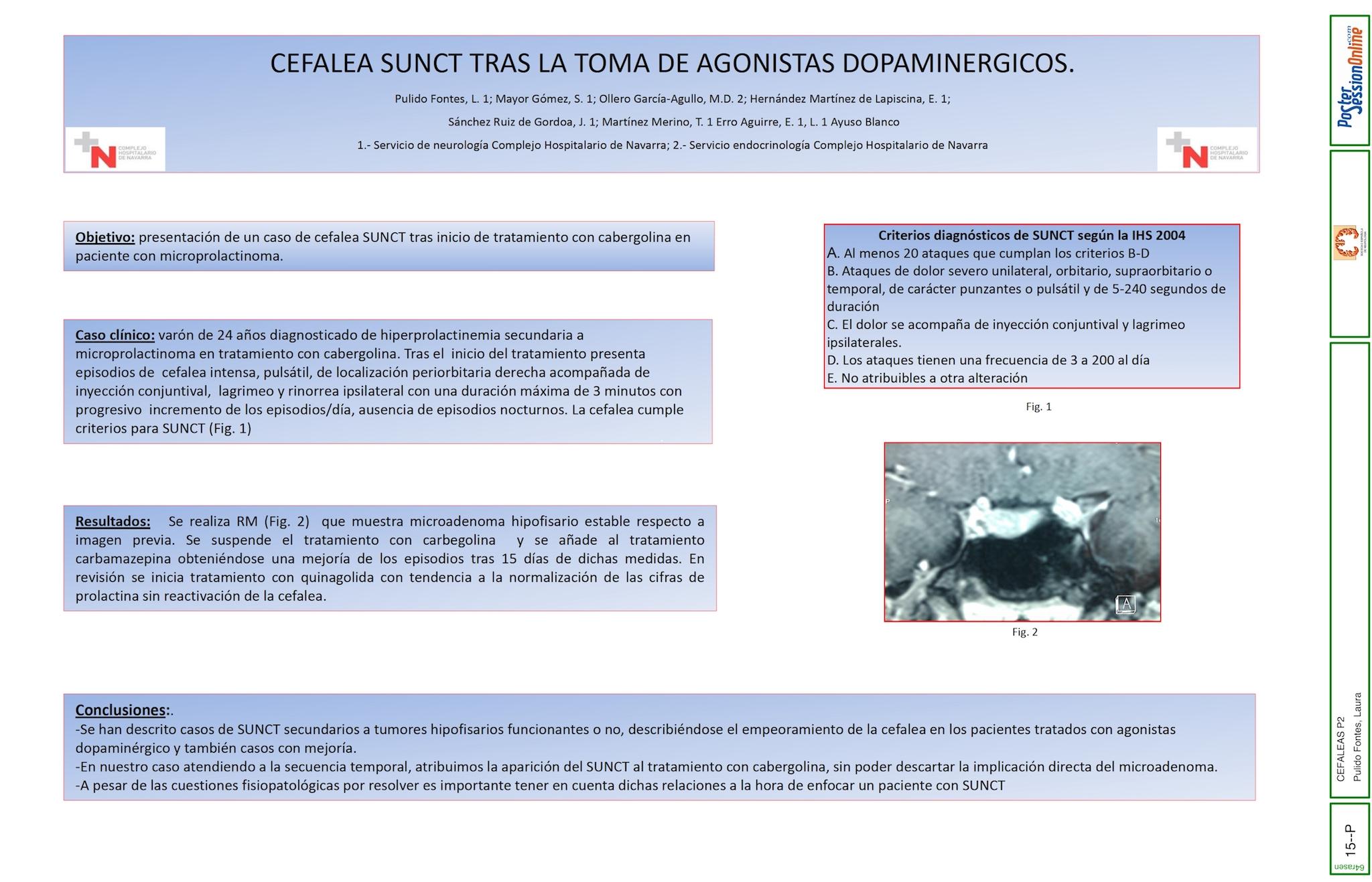 CEFALEA SUNCT TRAS LA TOMA DE AGONISTAS DOPAMINERGICOS