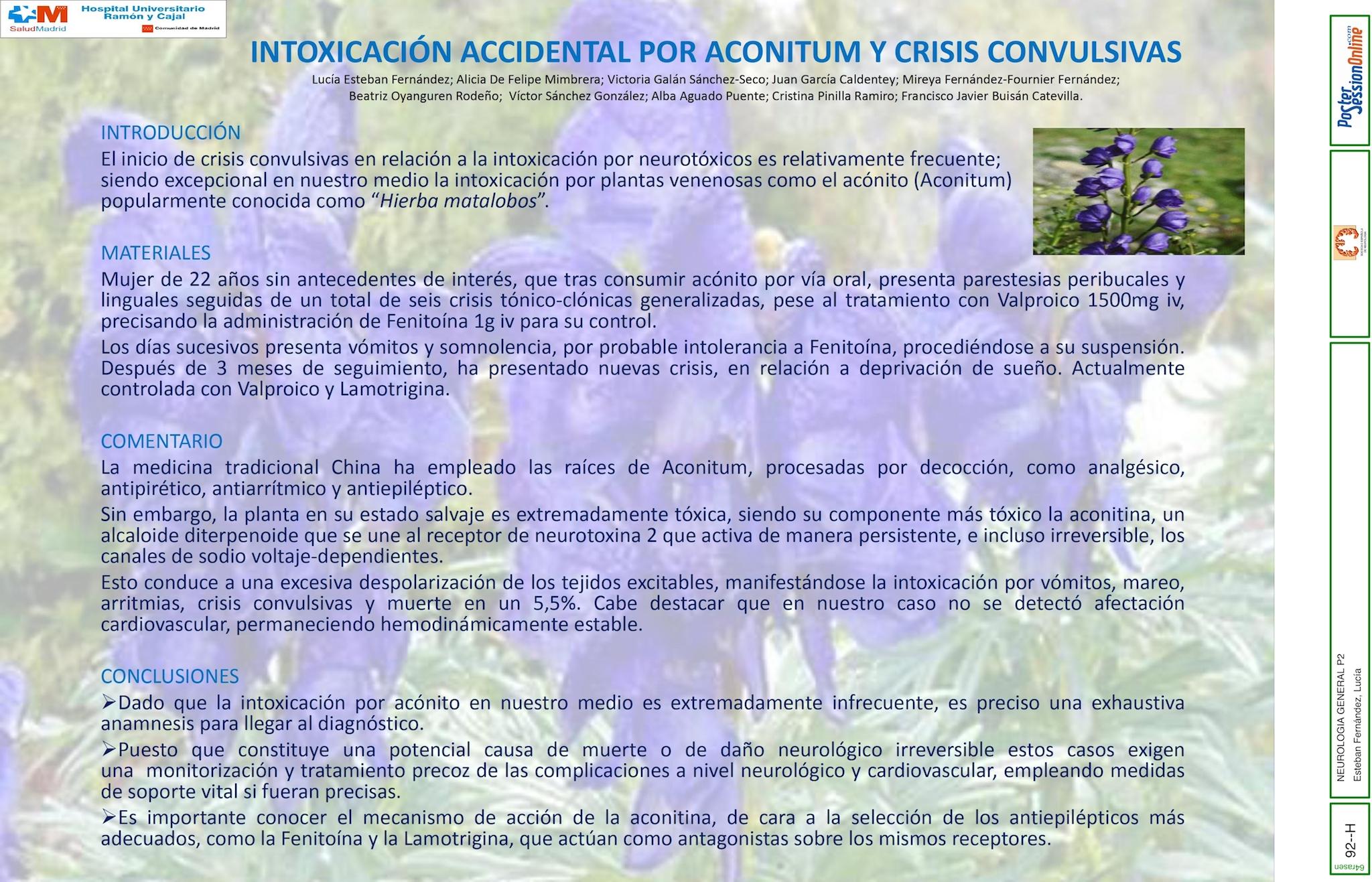 INTOXICACIÓN ACCIDENTAL POR ACONITUM Y CRISIS CONVULSIVAS