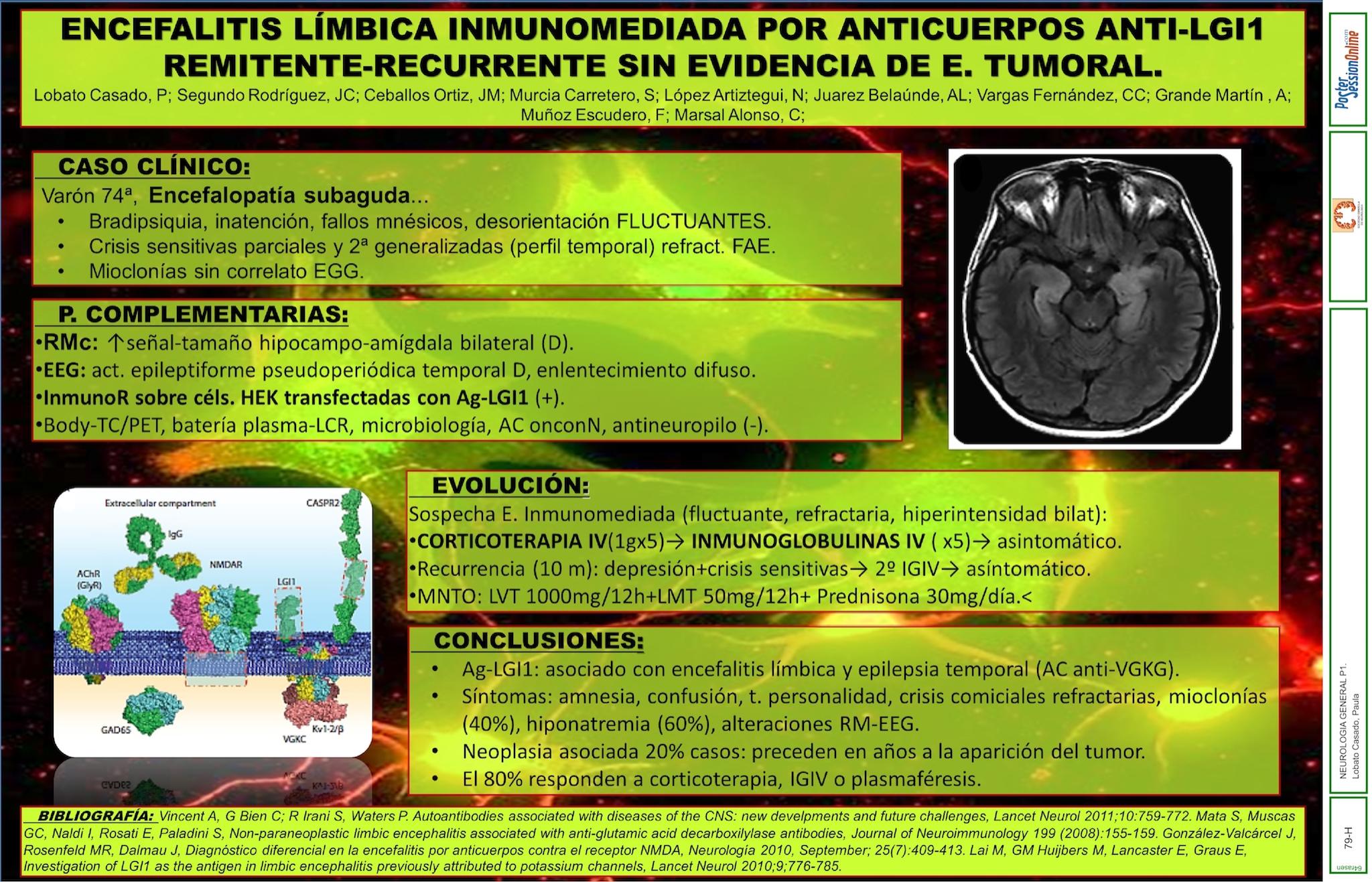 ENCEFALITIS LÍMBICA INMUNOMEDIADA POR ANTICUERPOS ANTI-LGI1 REMITENTE-RECURRENTE SIN EVIDENCIA DE ENFERMEDAD TUMORAL.