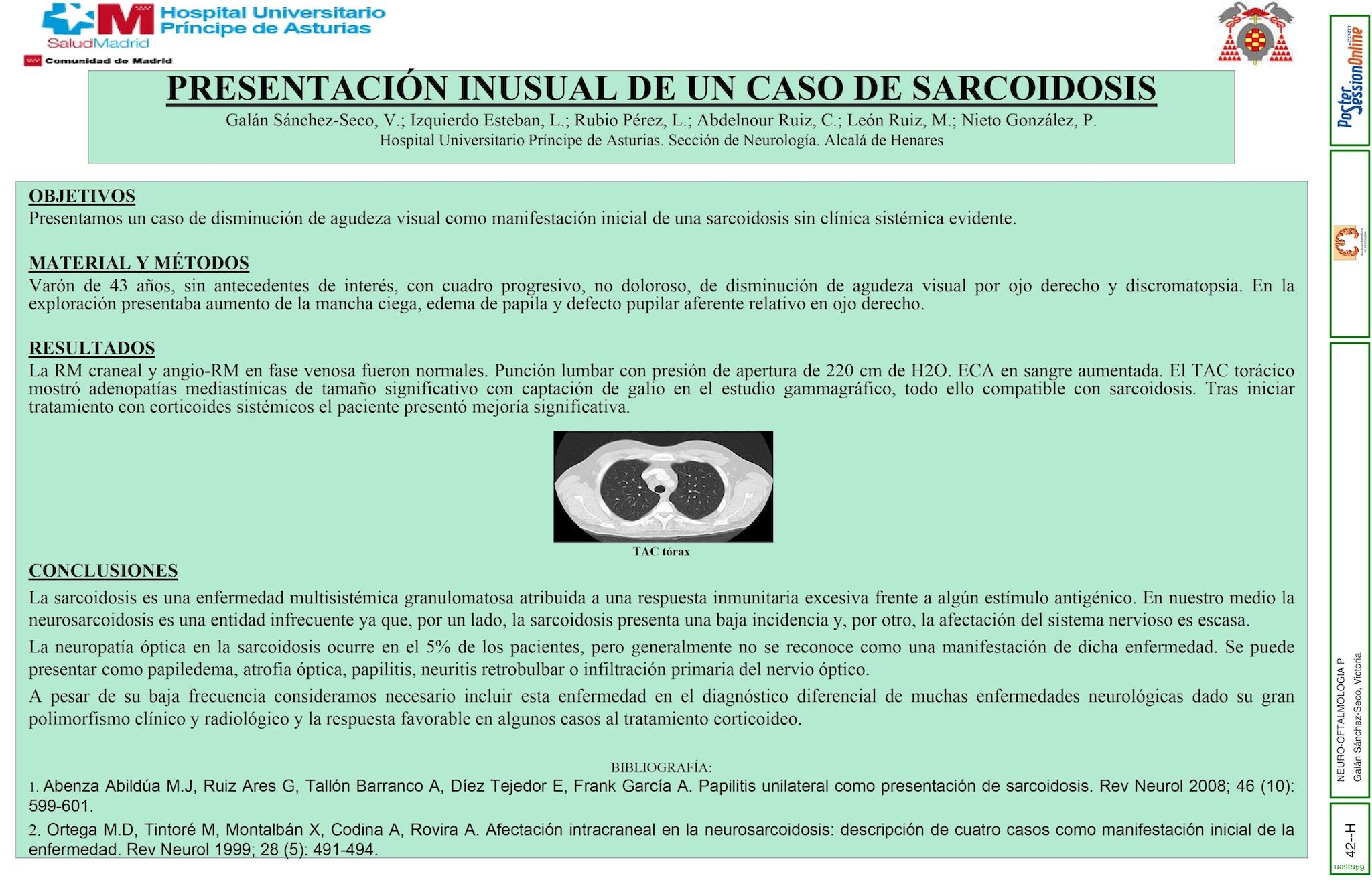 PRESENTACIÓN INUSUAL DE UN CASO DE SARCOIDOSIS