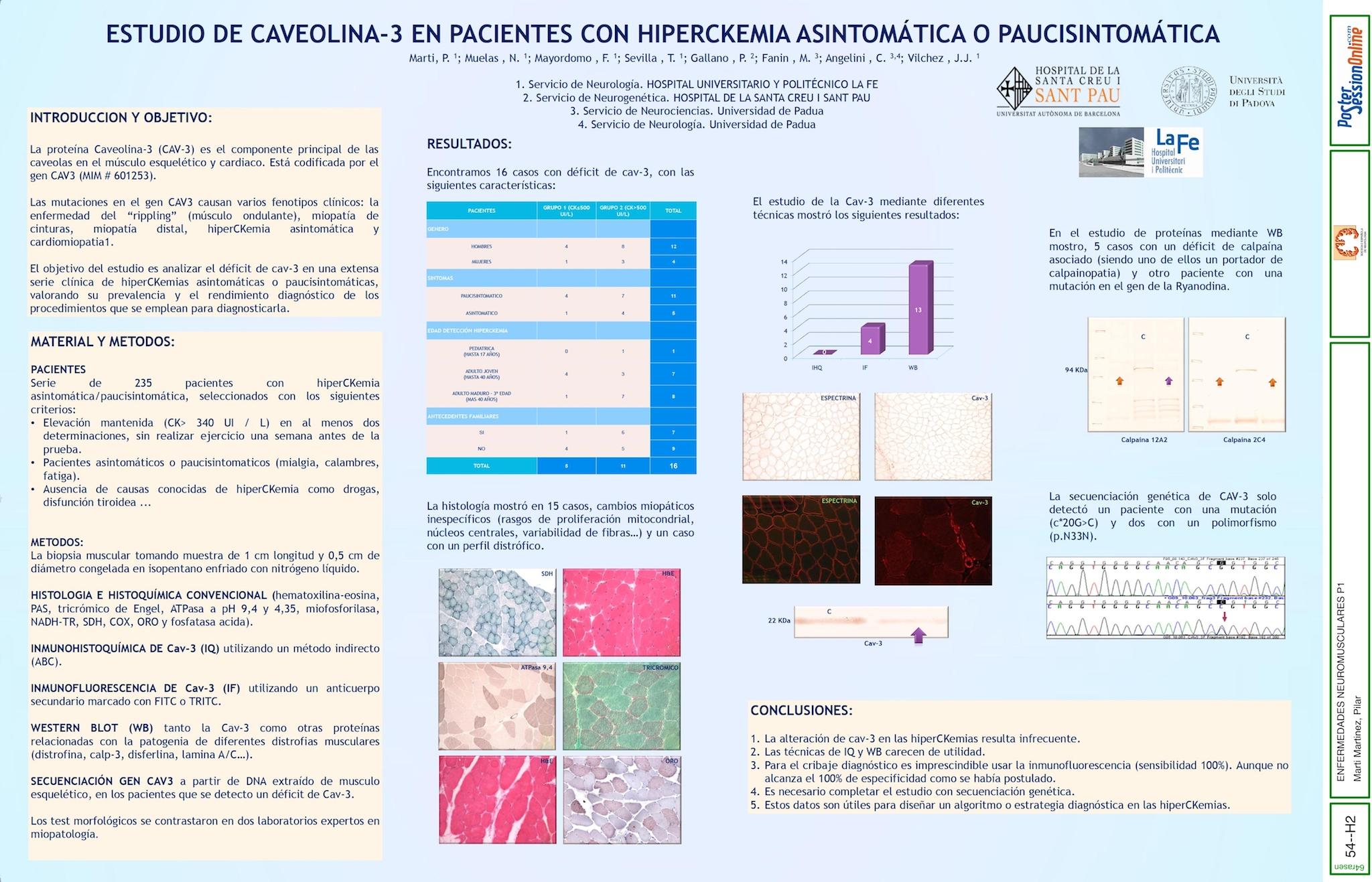 ESTUDIO DE CAVEOLINA-3 EN PACIENTES CON HIPERCKEMIA ASINTOMÁTICA O PAUCISINTOMÁTICA