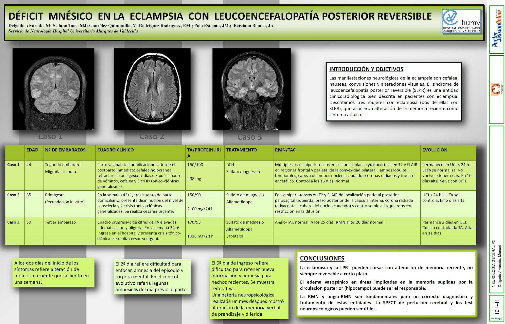 DEFICIT MNESICO EN LA ECLAMPSIA CON LEUCOENCEFALOPATIA POSTERIOR REVERSIBLE