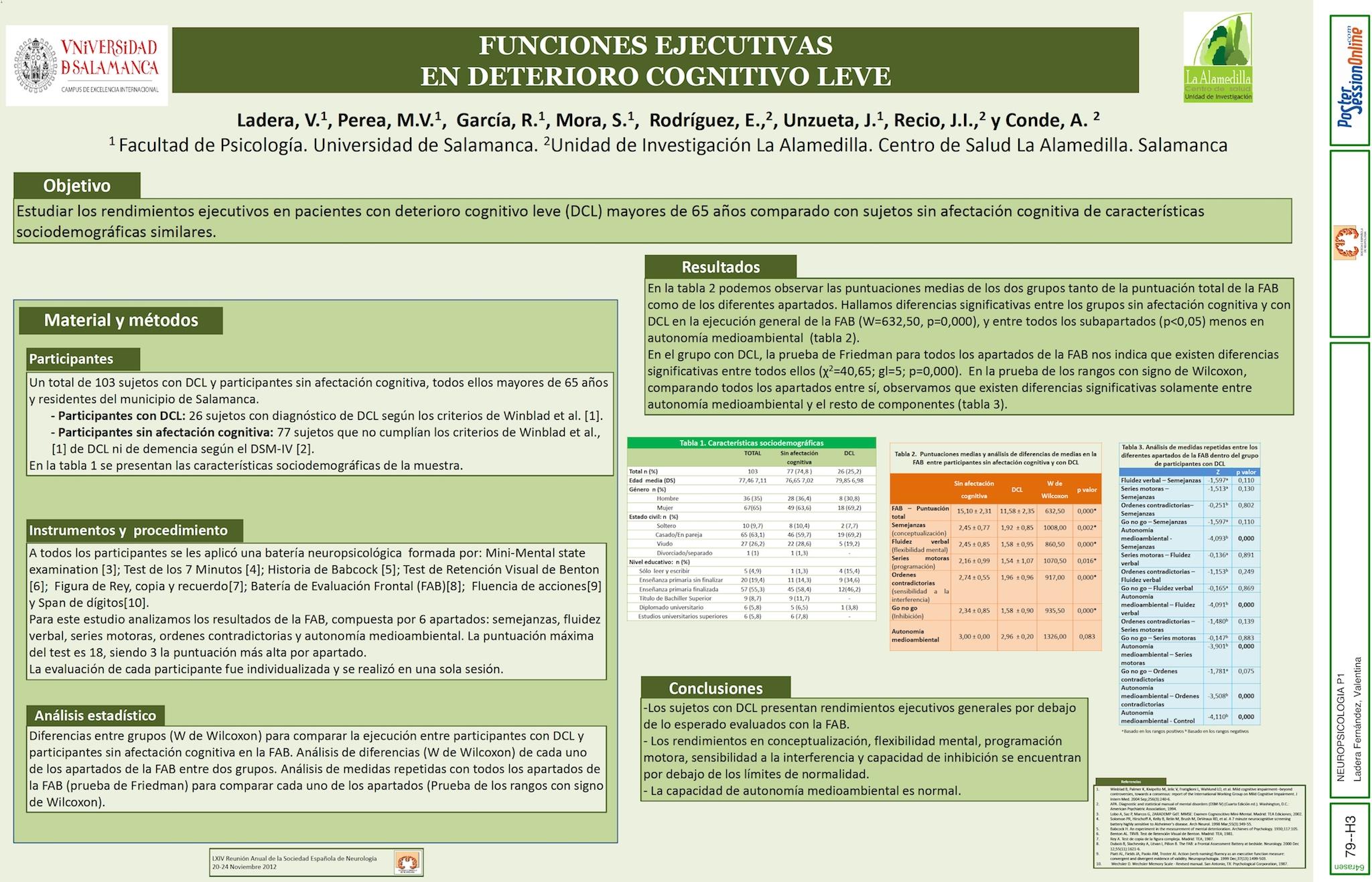 Funciones ejecutivas en deterioro cognitivo leve