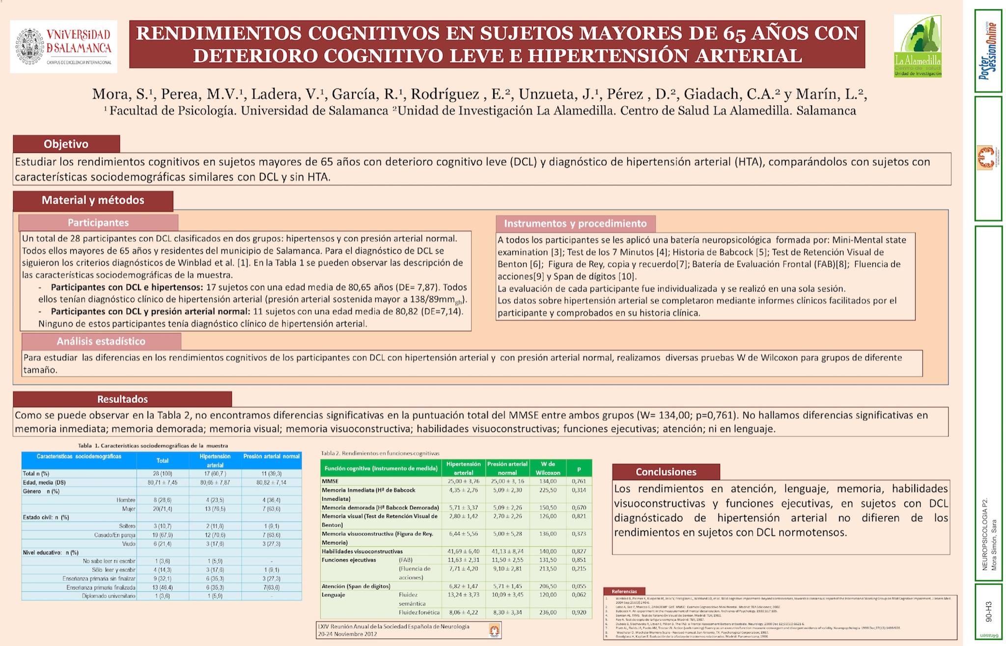 RENDIMIENTOS COGNITIVOS EN SUJETOS MAYORES DE 65 AÑOS CON DETERIORO COGNITIVO LEVE E HIPERTENSIÓN ARTERIAL