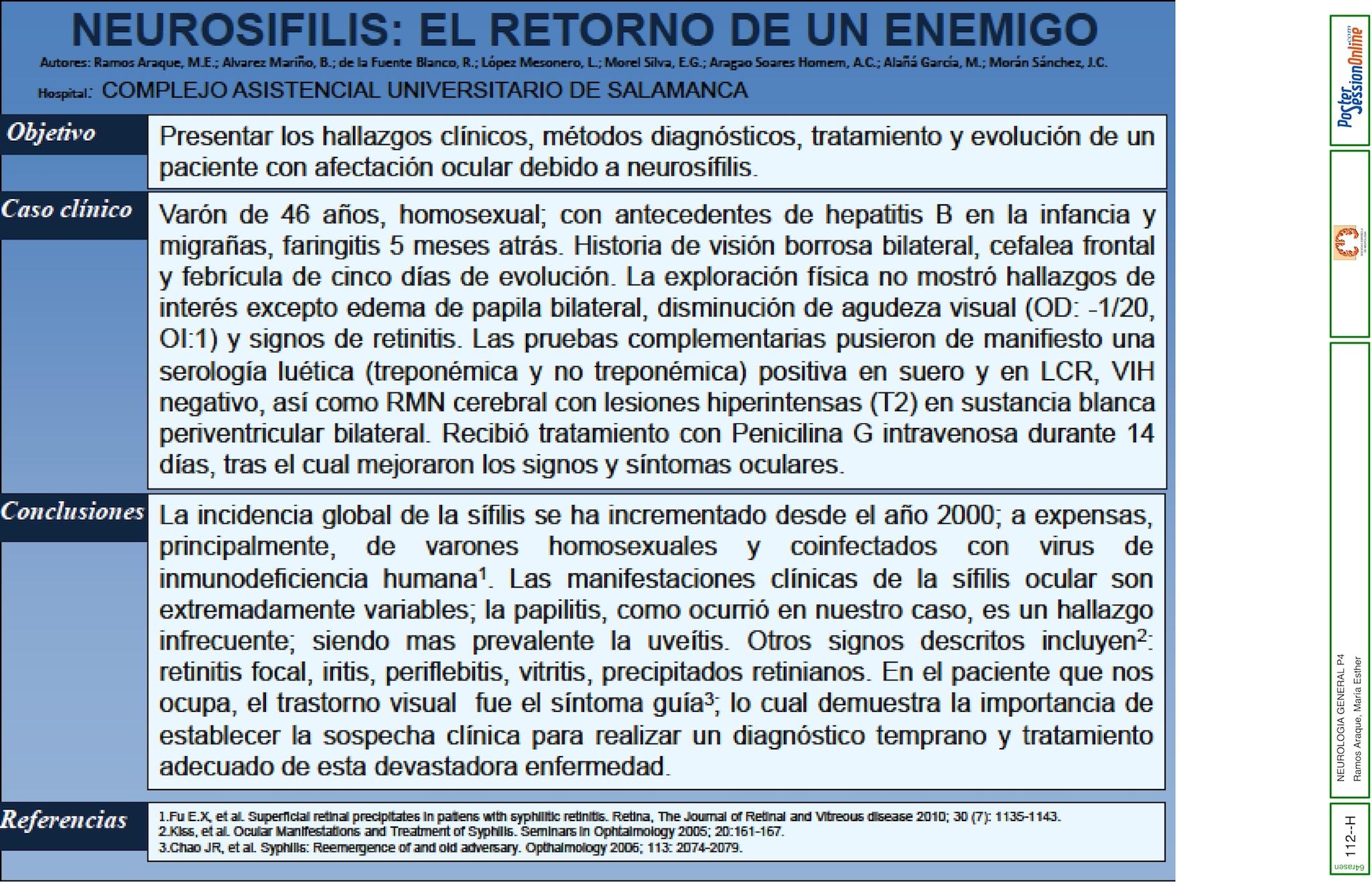Neurosífilis: el retorno de un enemigo.