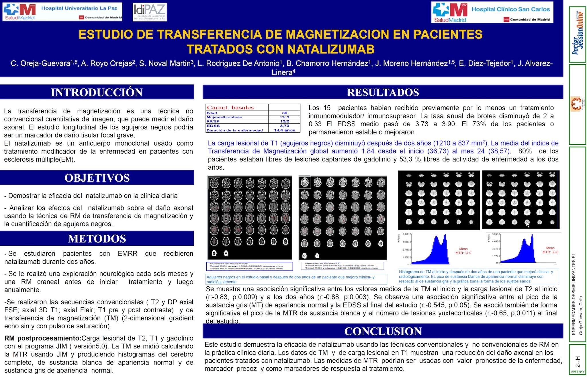 Estudio de transferencia de magnetización en pacientes tratados con natalizumab