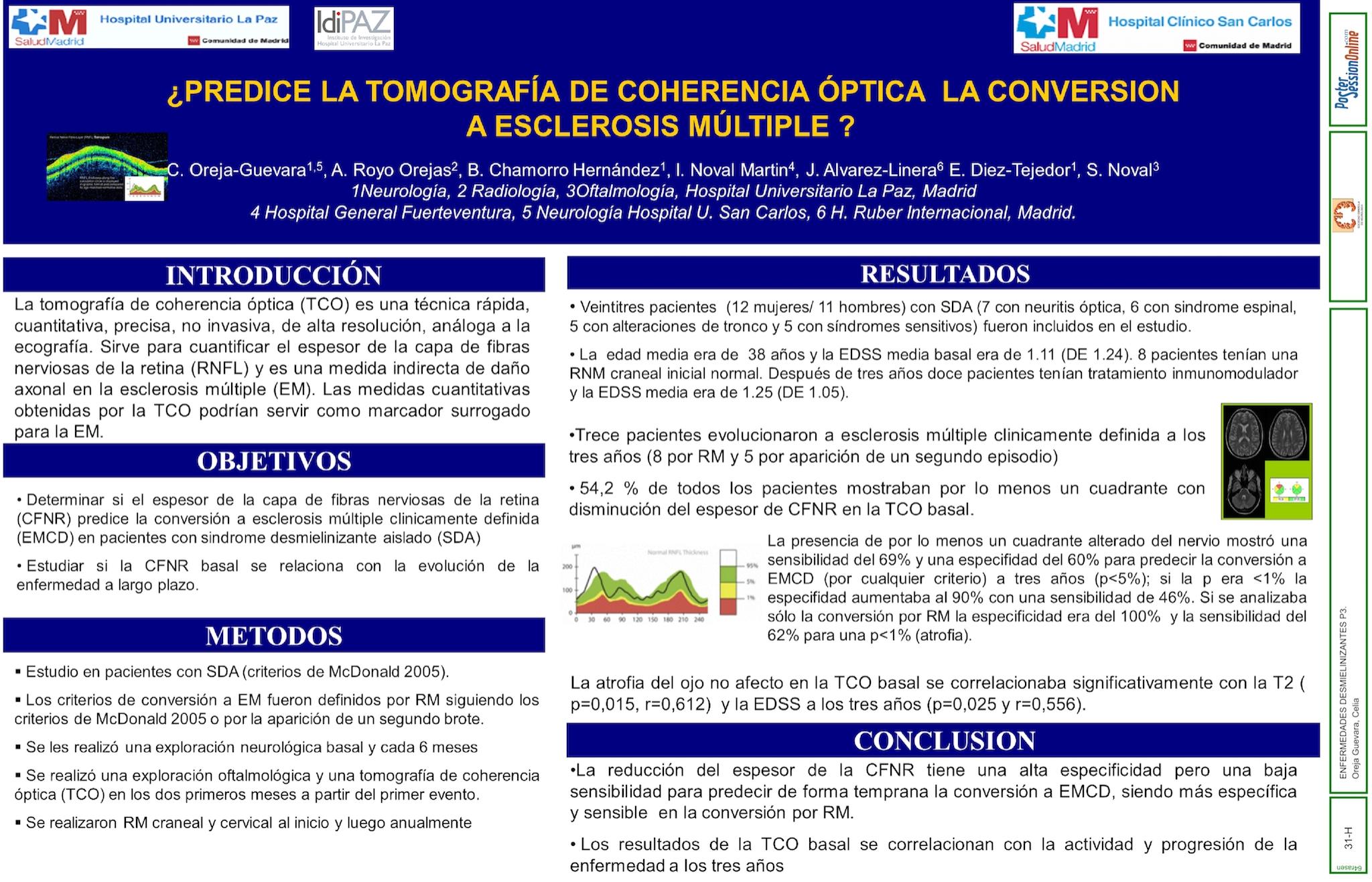 ¿Predice la tomografía de coherencia óptica la conversión a Esclerosis Múltiple?