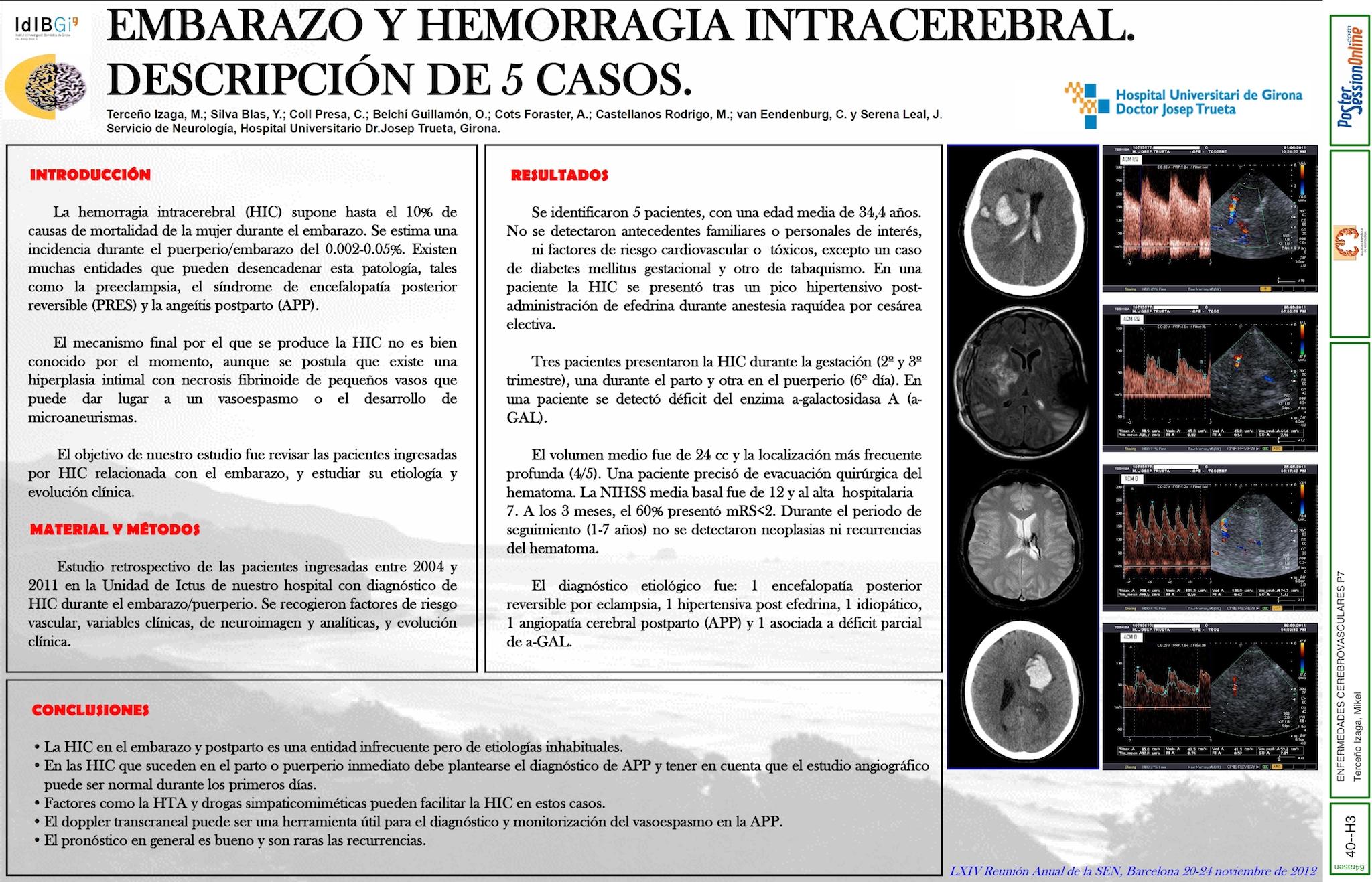 Embarazo y hemorragia intracerebral. Descripción de 5 casos.