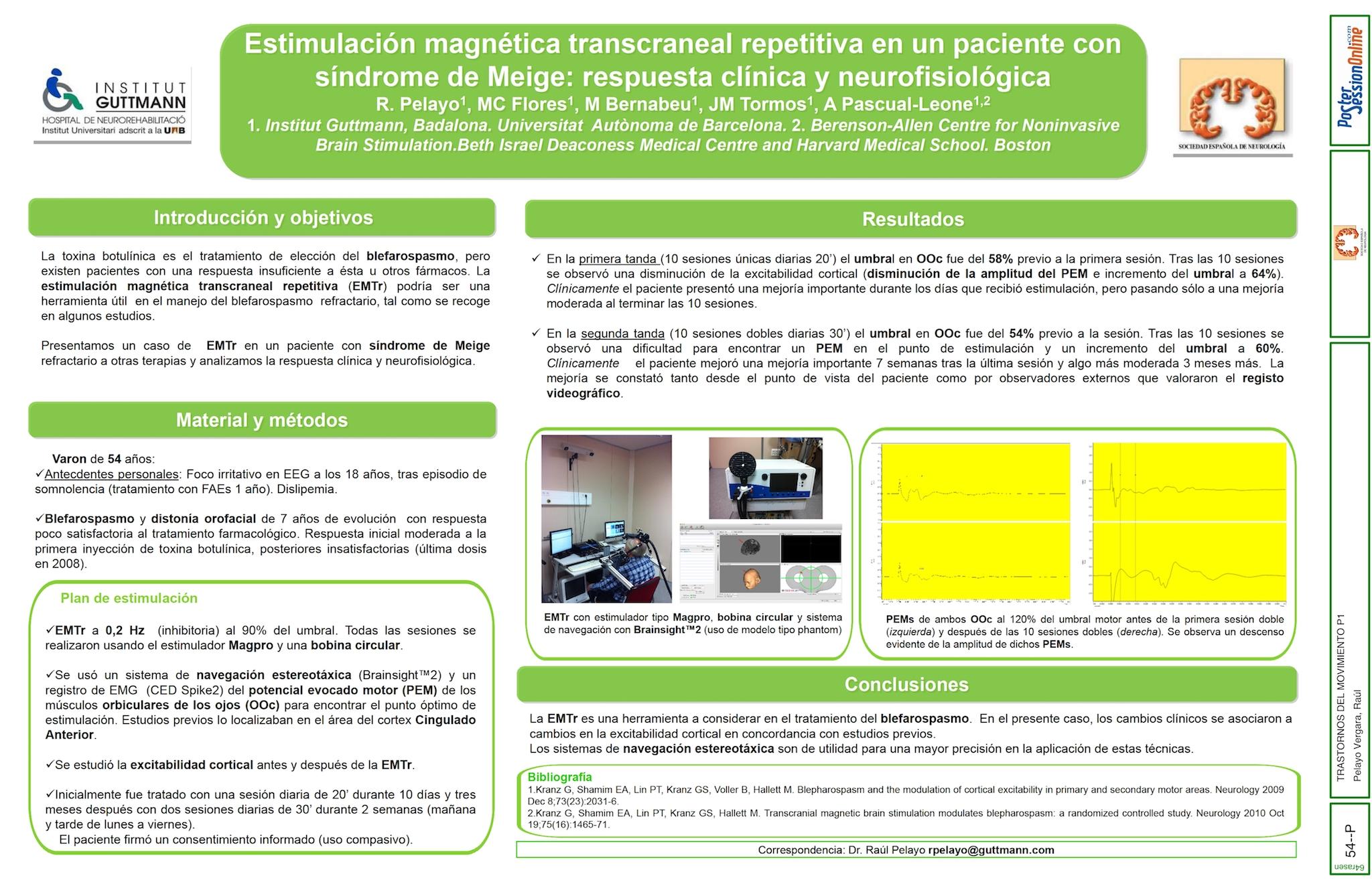 Estimulación magnética transcraneal repetitiva en un paciente con síndrome de Meige: respuesta clínica y neurofisiológica
