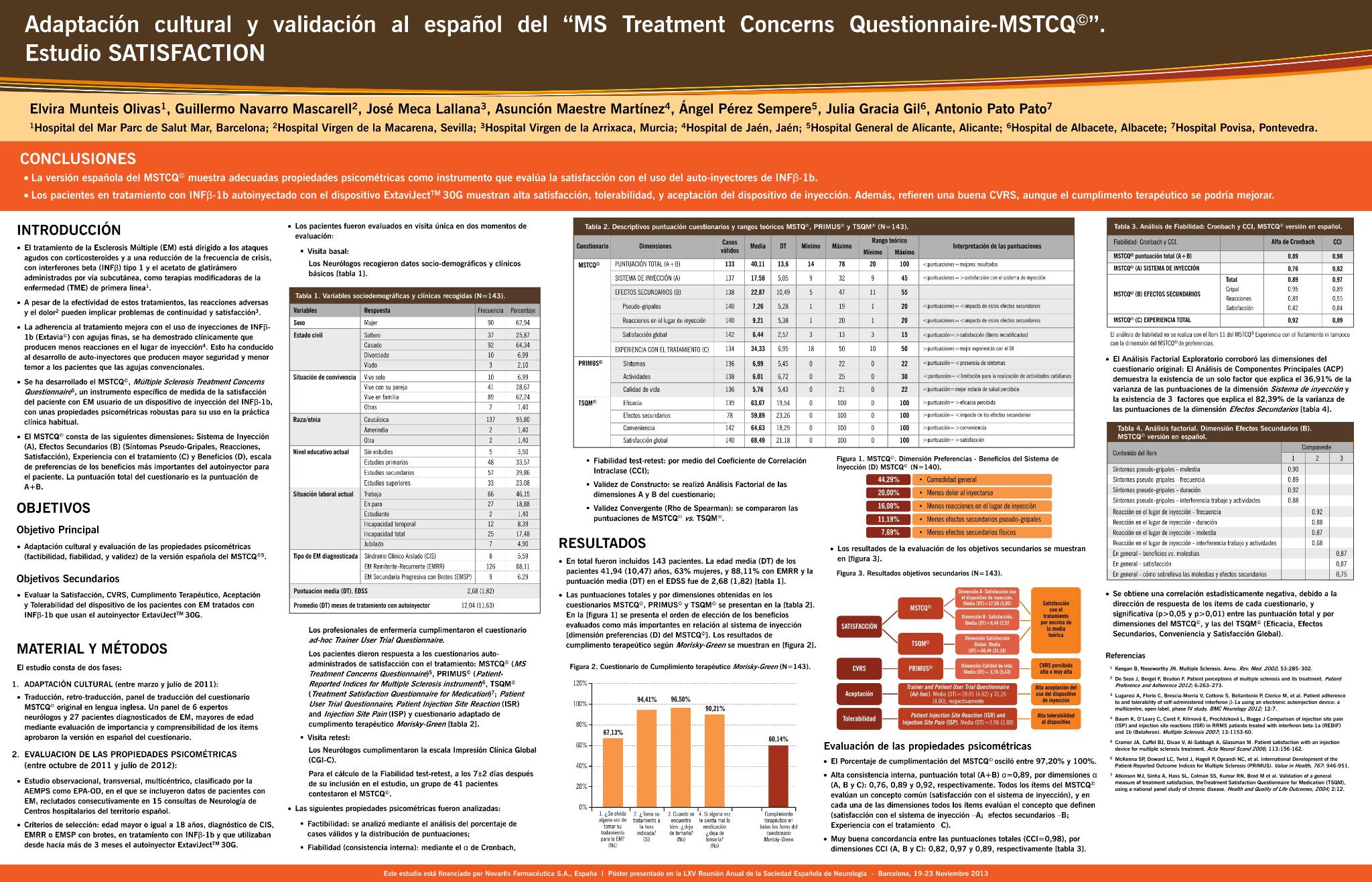 Adaptación cultural y validación al español del “MS Treatment Concerns Questionnaire-MSTCQ”.