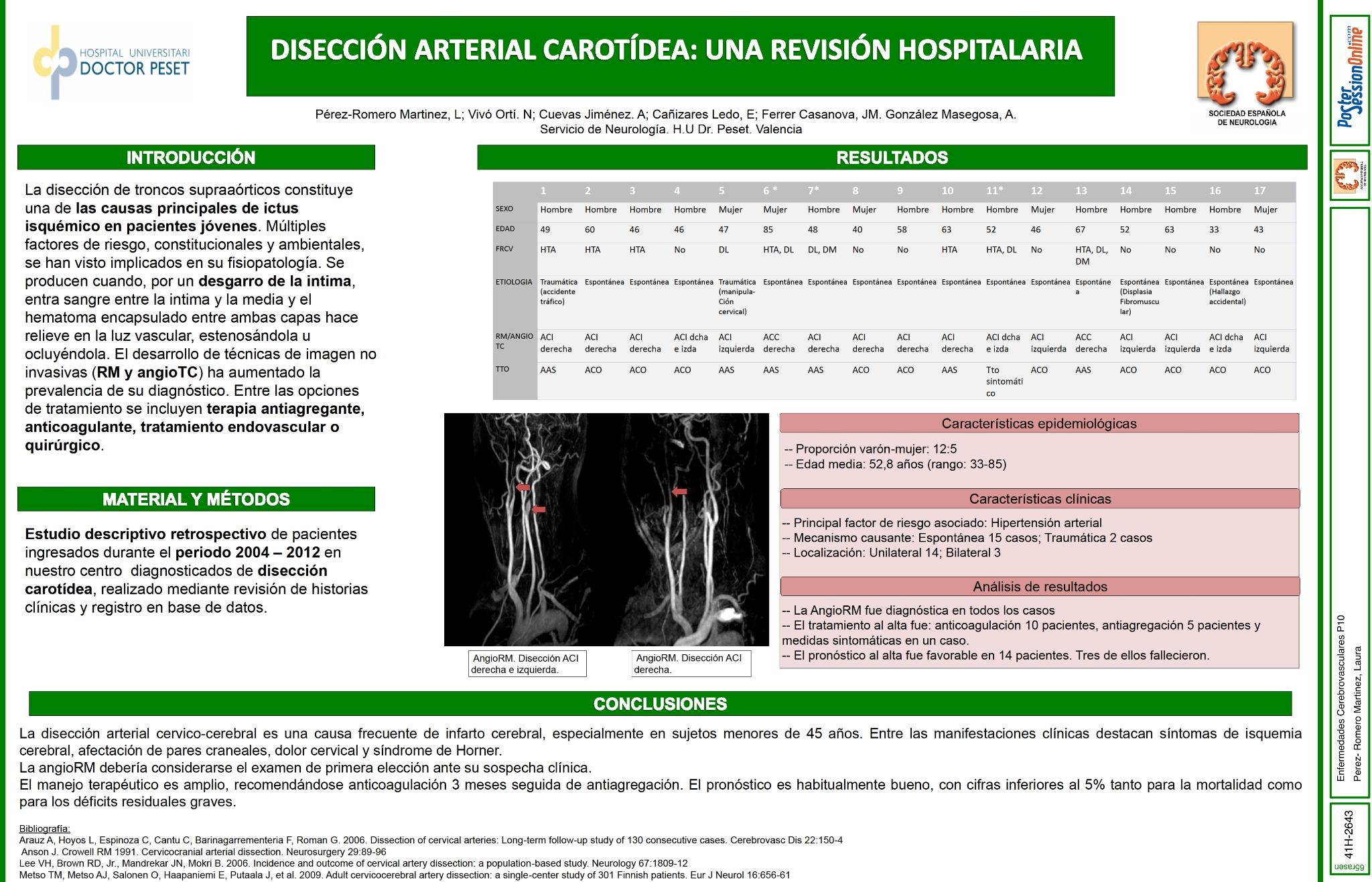 Disección arterial carotídea: una revisión hospitalaria