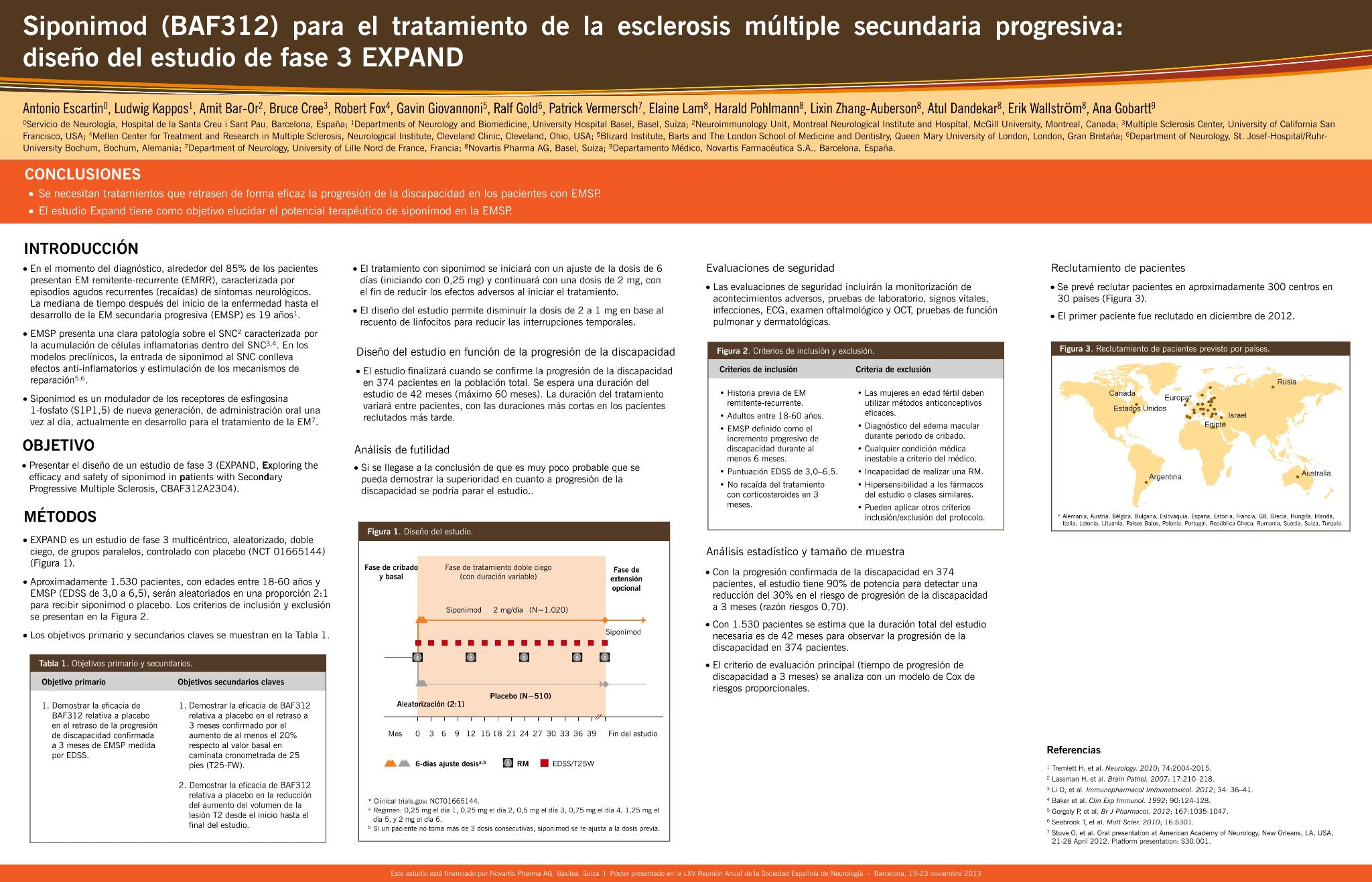 Siponimod (BAF312) para el tratamiento de la esclerosis múltiple secundaria progresiva: diseño del estudio de fase 3 EXPAND