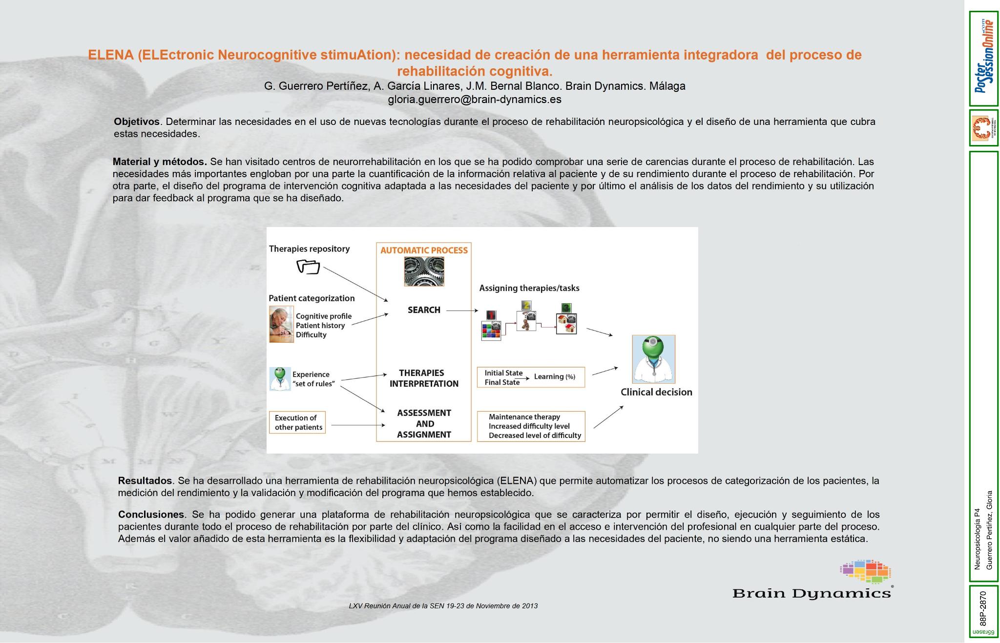ELENA (ELEctronic Neurocognitive stimulAtion): necesidad de creación de una herramienta integradora del proceso de rehabilitación cognitiva