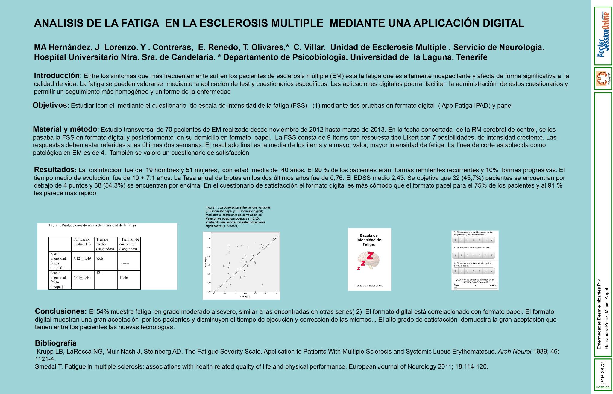 Análisis de la fatiga en la Esclerosis Múltiple mediante una aplicación digital