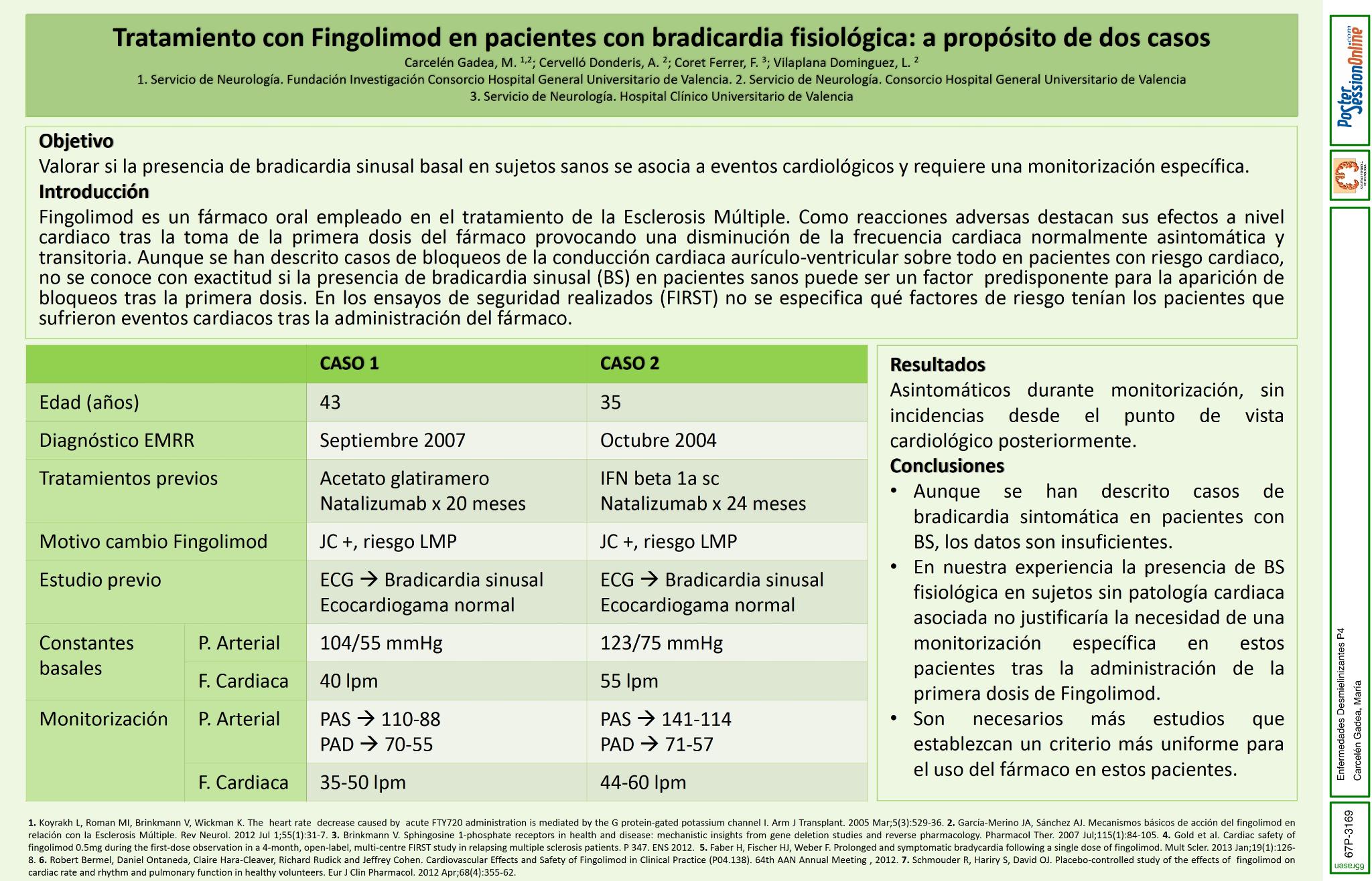 Fingolimod en pacientes con bradicardia fisiológica