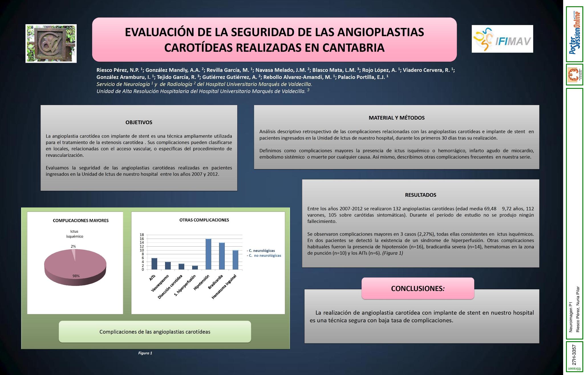 Evaluación de la seguridad de las angioplastias carotídeas realizadas en Cantabria