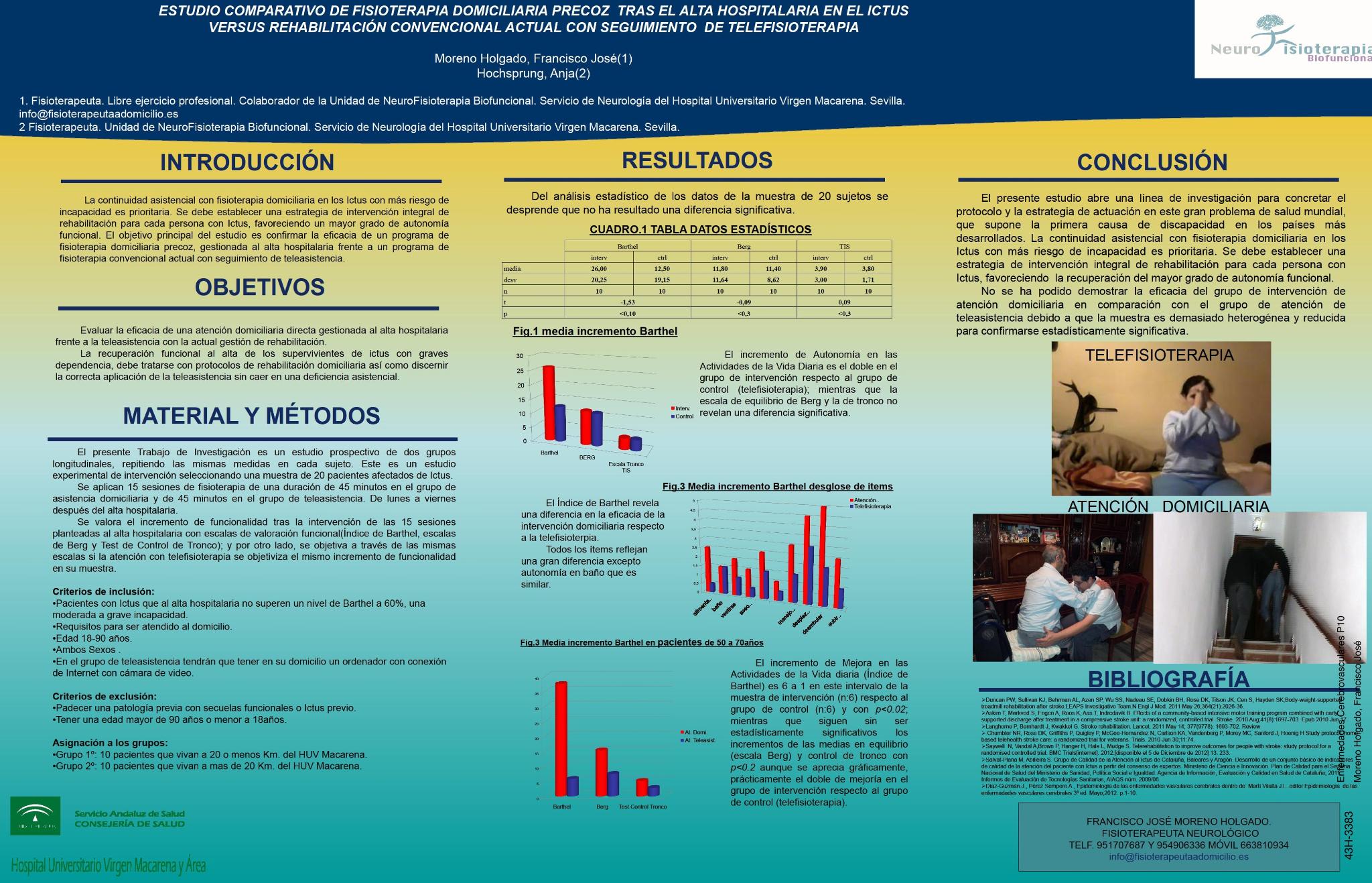 Estudio comparativo de fisioterapia domiciliaria precoz, gestionada al alta hospitalaria en el ictus versus rehabilitación convencional actual con seguimiento de telefisioterapia