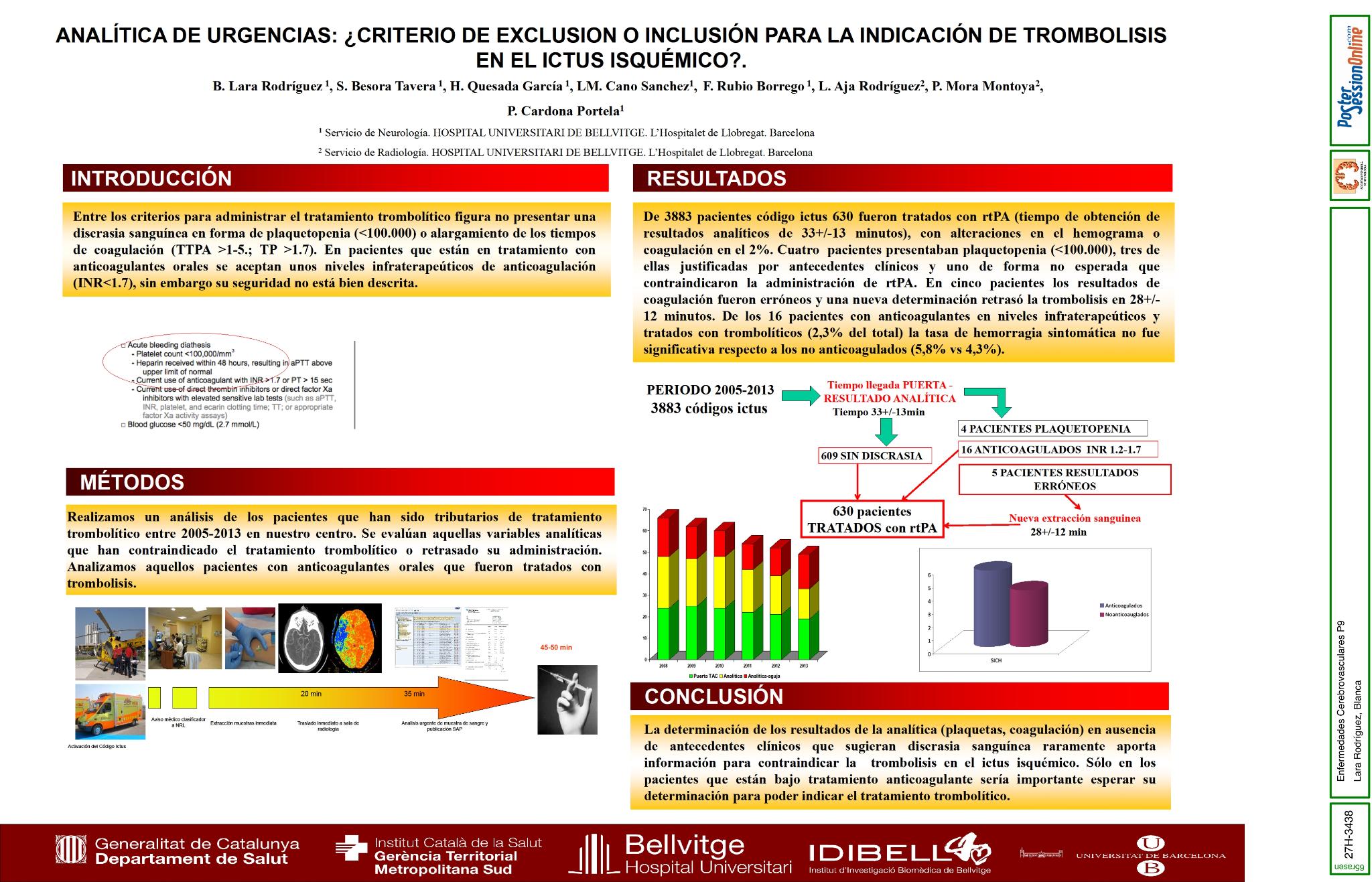 Analítica de urgencias: ¿Criterio de exclusion o inclusión para la indicación de trombolisis en el ictus isquémico?