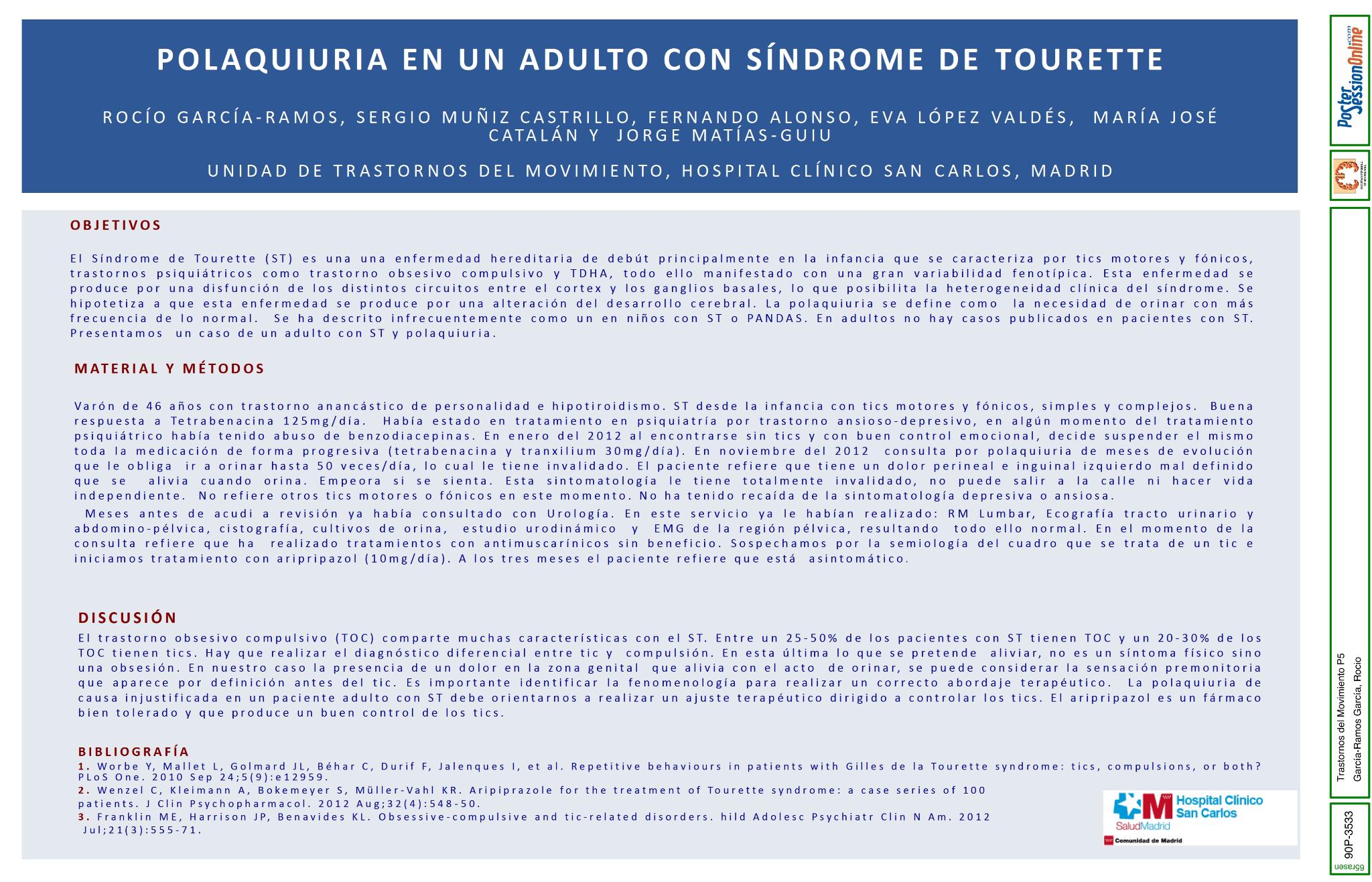 Polaquiuria en un adulto con Síndrome de Tourette