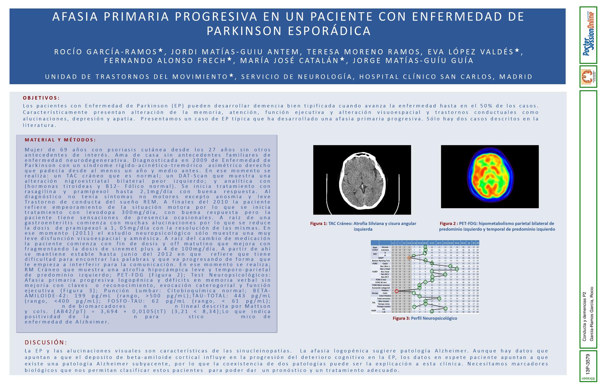 Afasia primaria progresiva en un paciente con Enfermedad de Parkinson idiopática