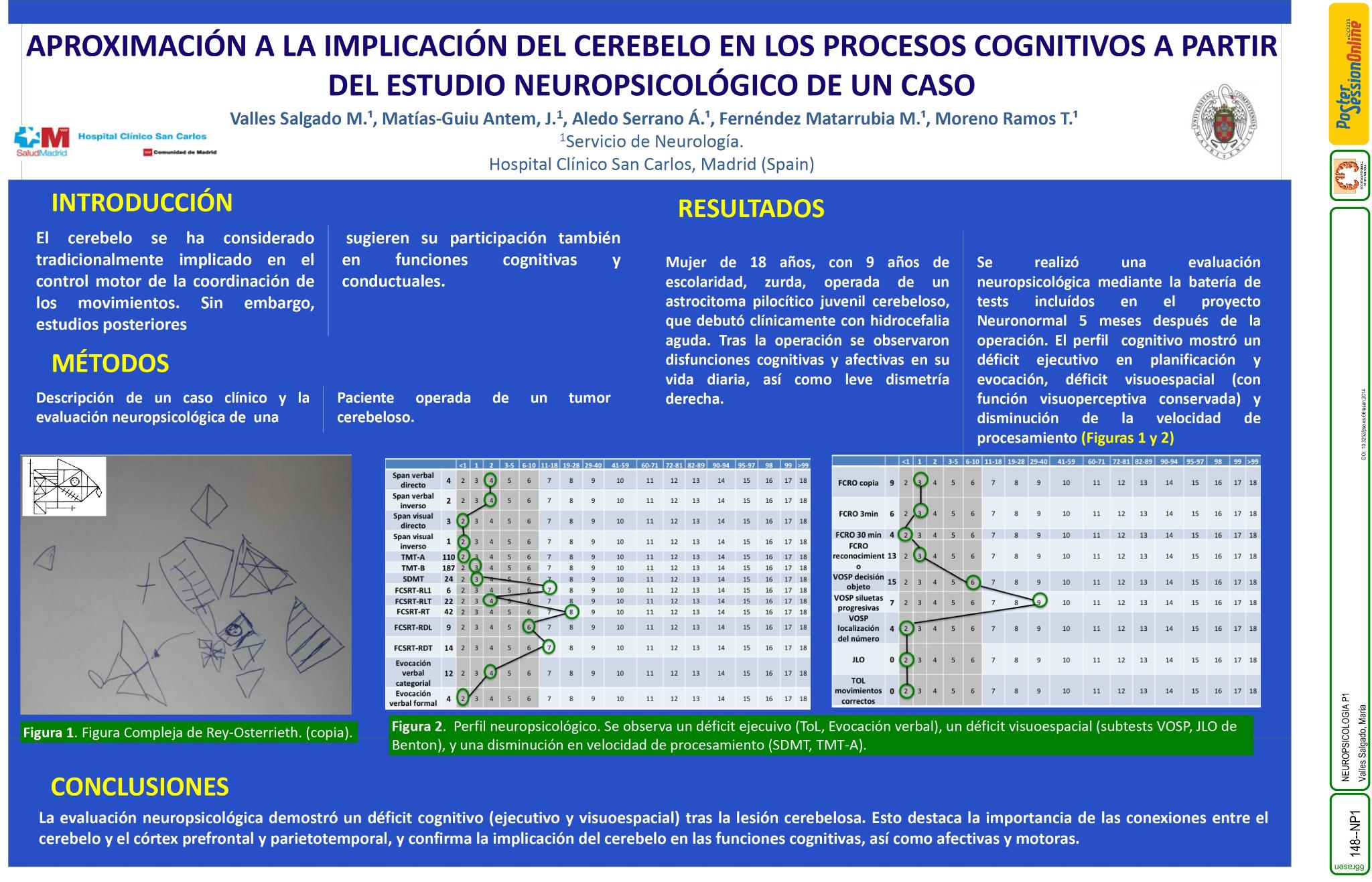 Aproximación a la implicación del cerebelo en los procesos cognitivos: estudio de un caso
