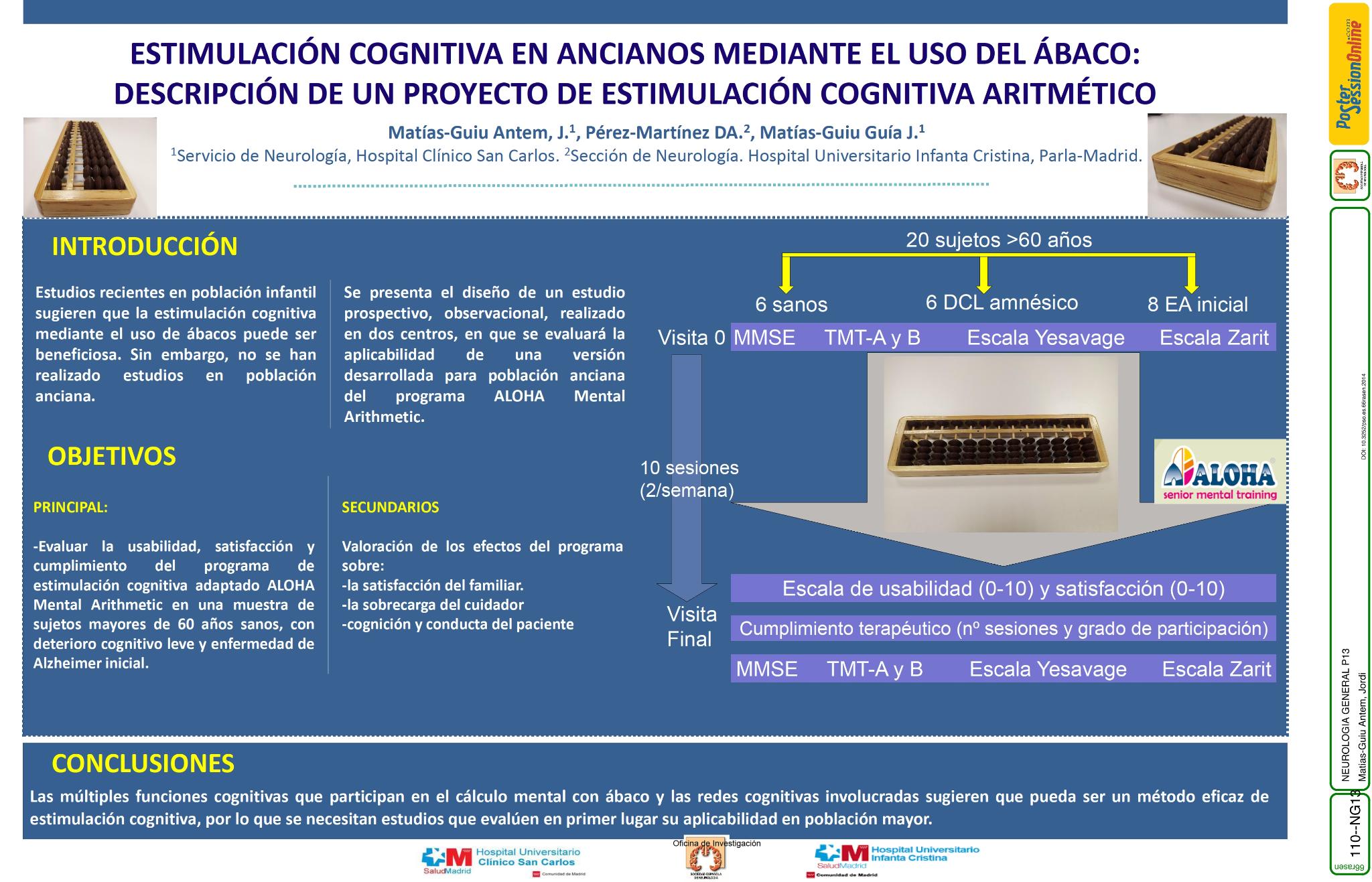 Estimulación cognitiva en ancianos mediante el uso del ábaco: descripción de un proyecto de estimulación cognitiva aritmético