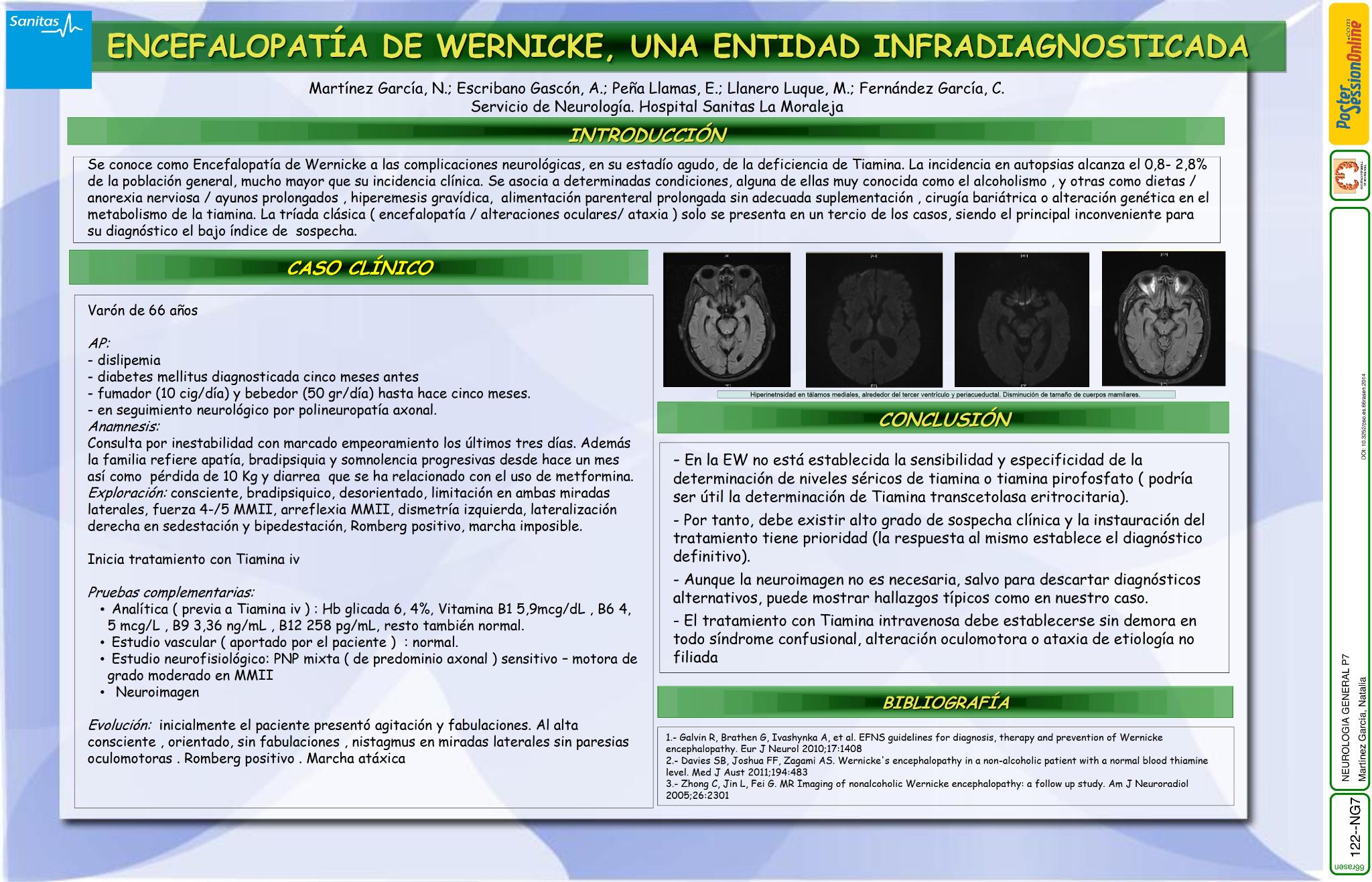 Encefalopatía de Wernicke, una entidad infradiagnosticada