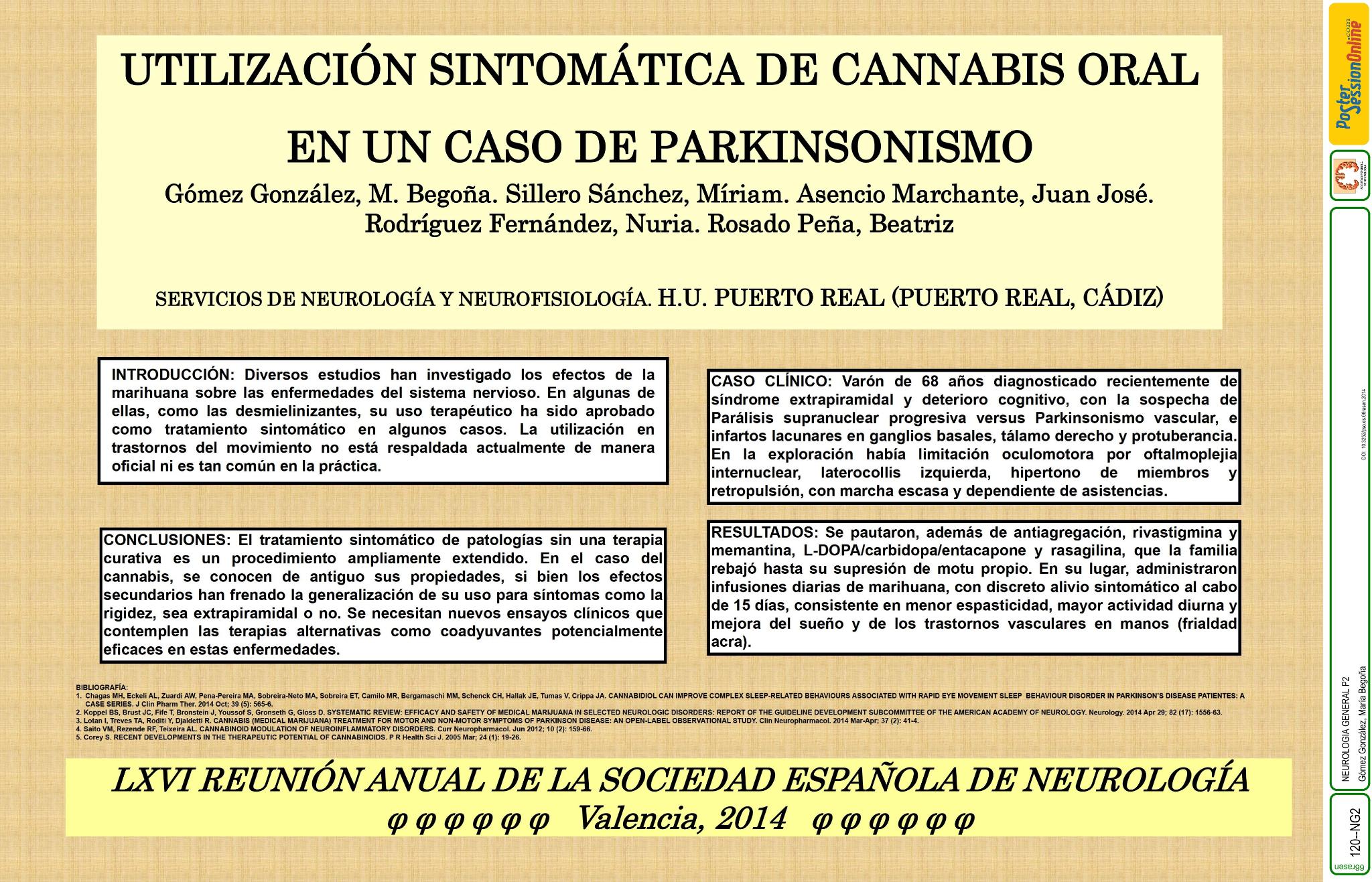 Utilización sintomática de cannabis oral en un caso de parkinsonismo