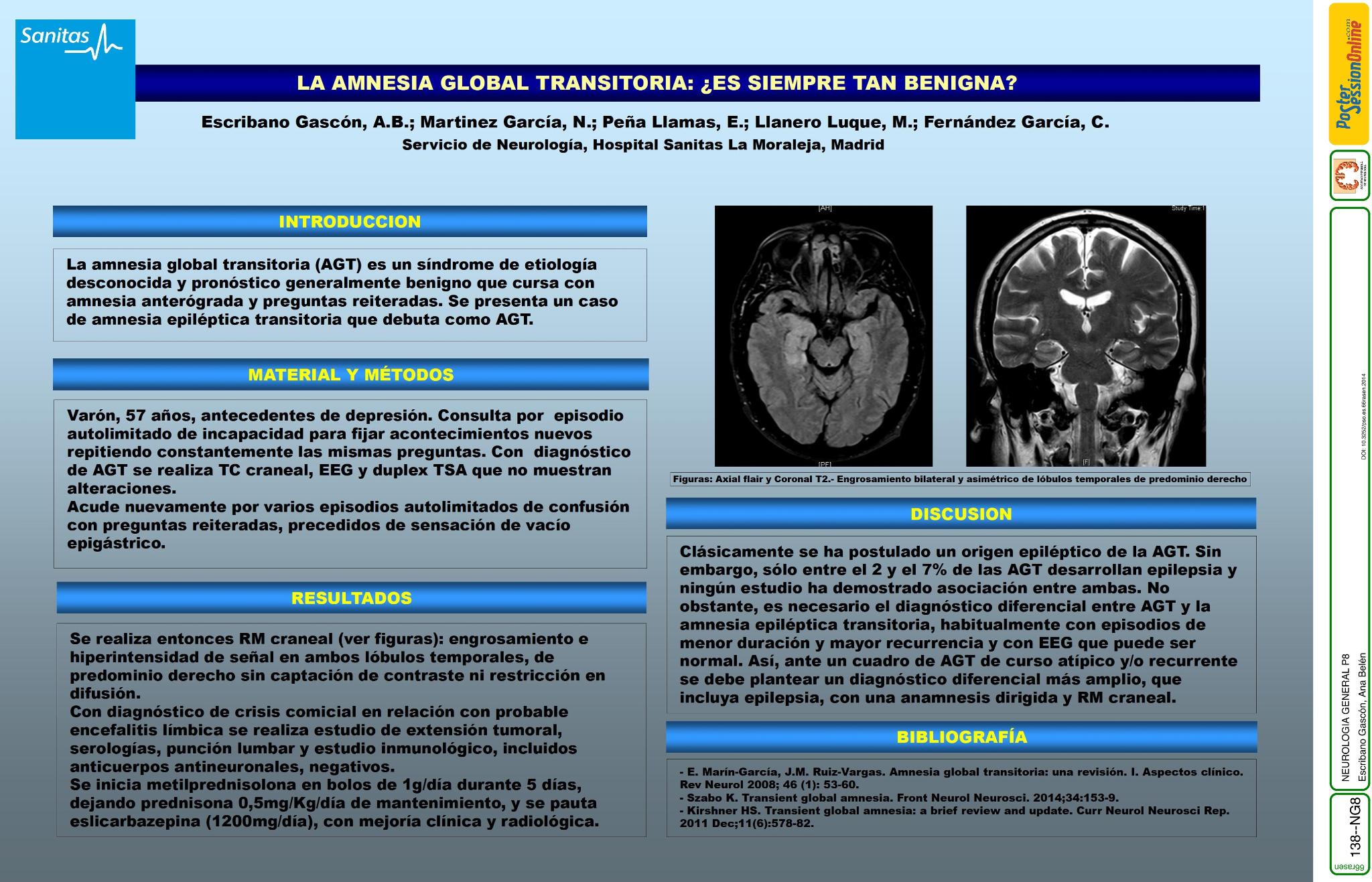 La amnesia global transitoria: ¿es siempre tan benigna?