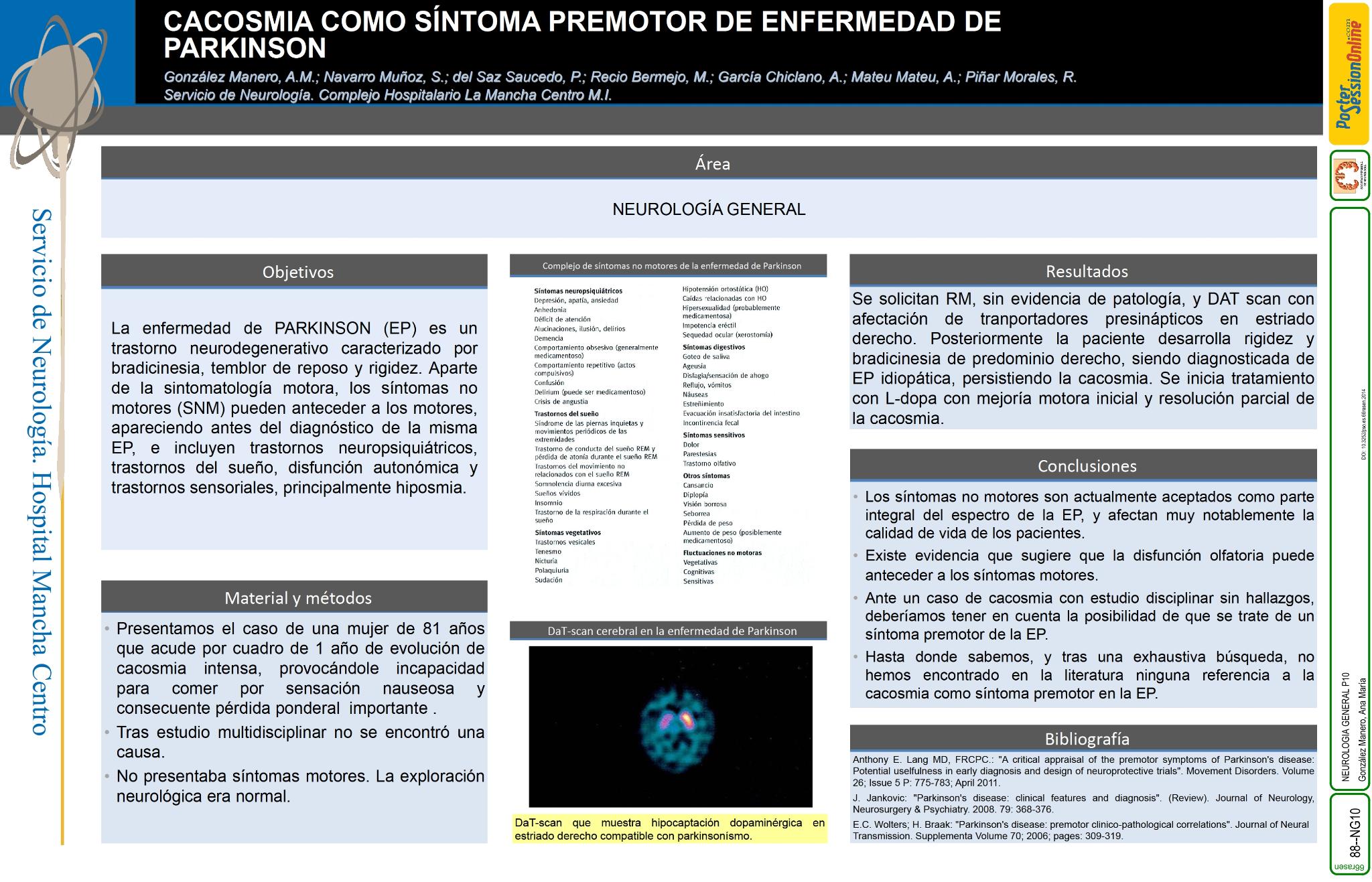 Cacosmia como síntoma premotor de enfermedad de Parkinson
