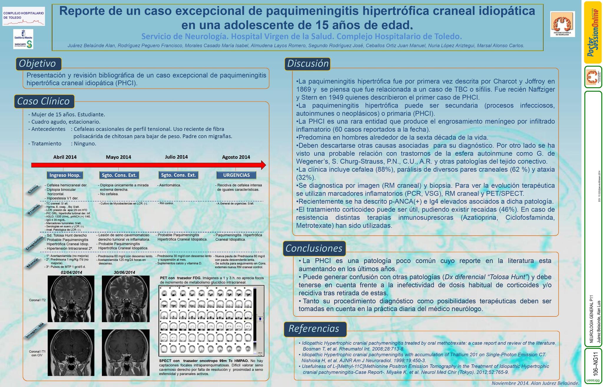 Reporte de un caso excepcional de paquimeningitis hipertrófica craneal idiopática en una adolescente de 15 años de edad
