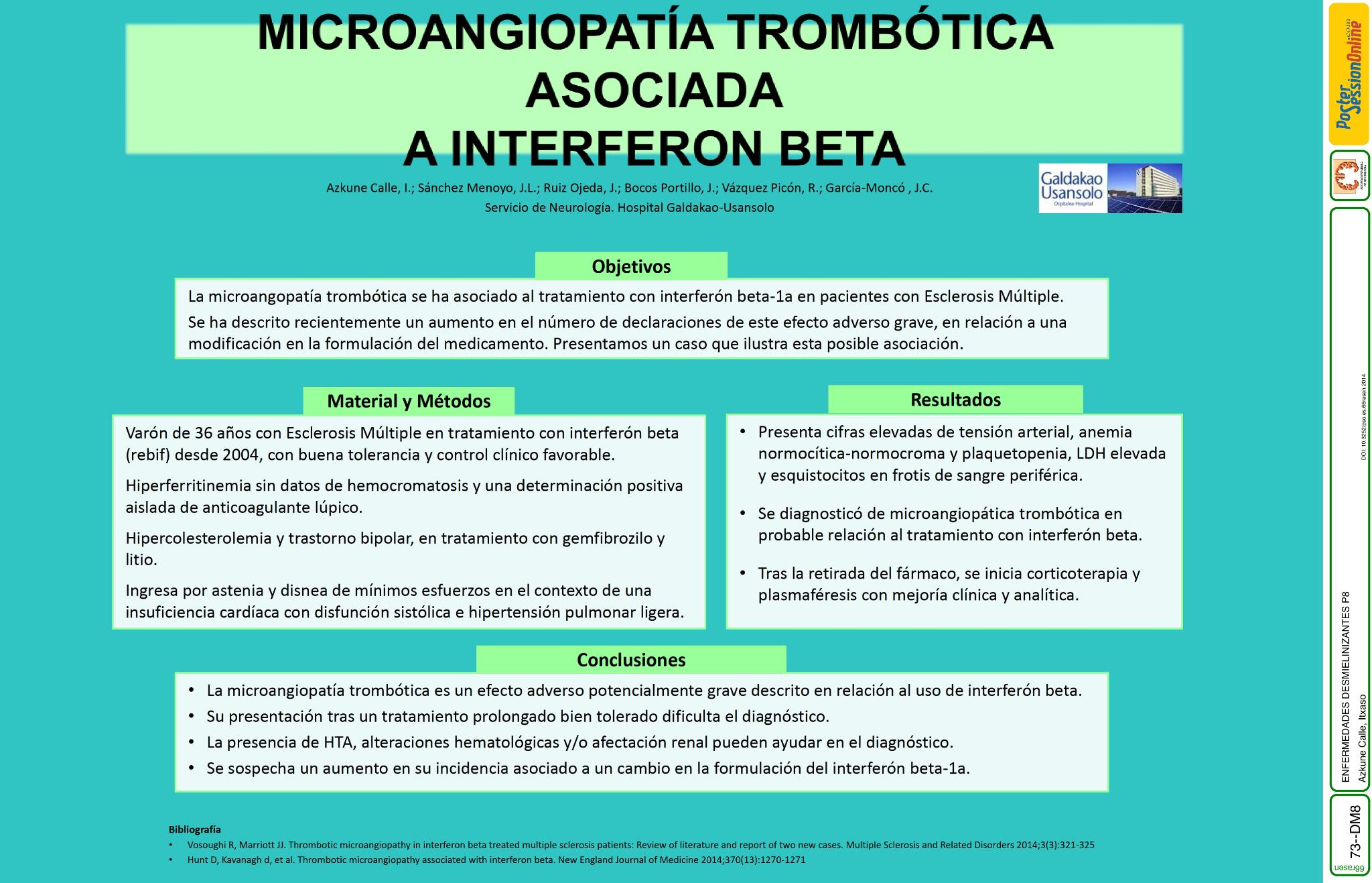 Microangiopatía trombótica asociada a interferon beta
