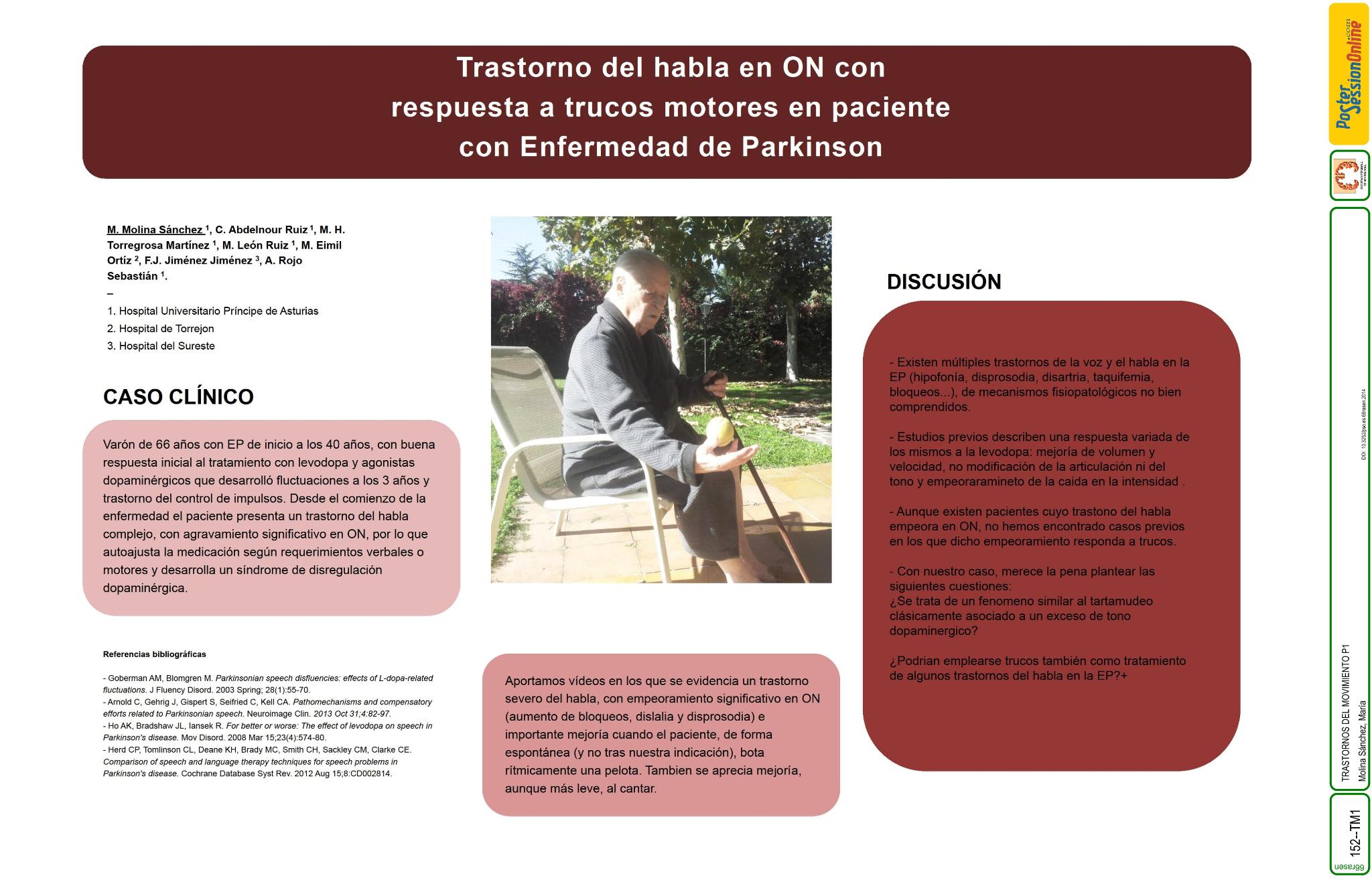 Trastorno del habla en ON con respuesta a trucos motores en paciente con Enfermedad de Parkinson (EP)