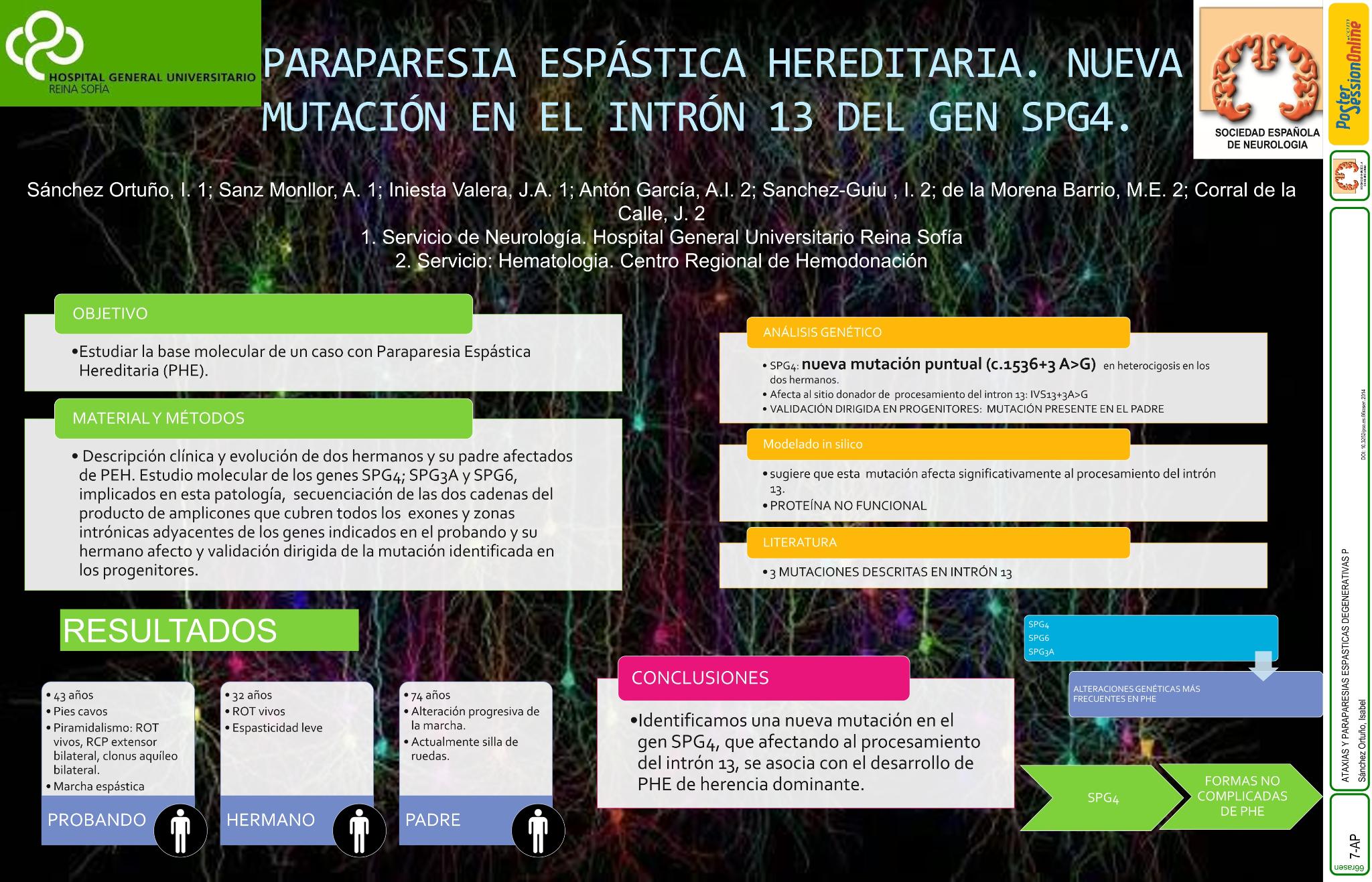 Paraparesia Espástica Hereditaria. Nueva mutacion en el intron 13 del gen SPG4 (SPAST)