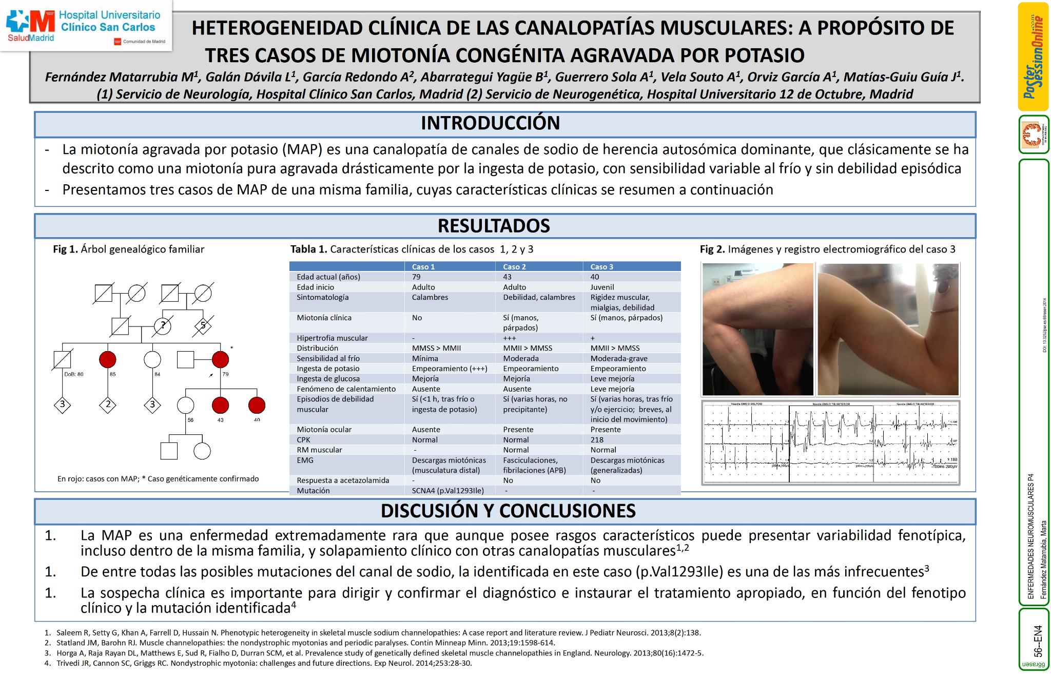 Heterogeneidad clínica de las canalopatías musculares: a propósito de tres casos de miotonía congénita agravada por potasio