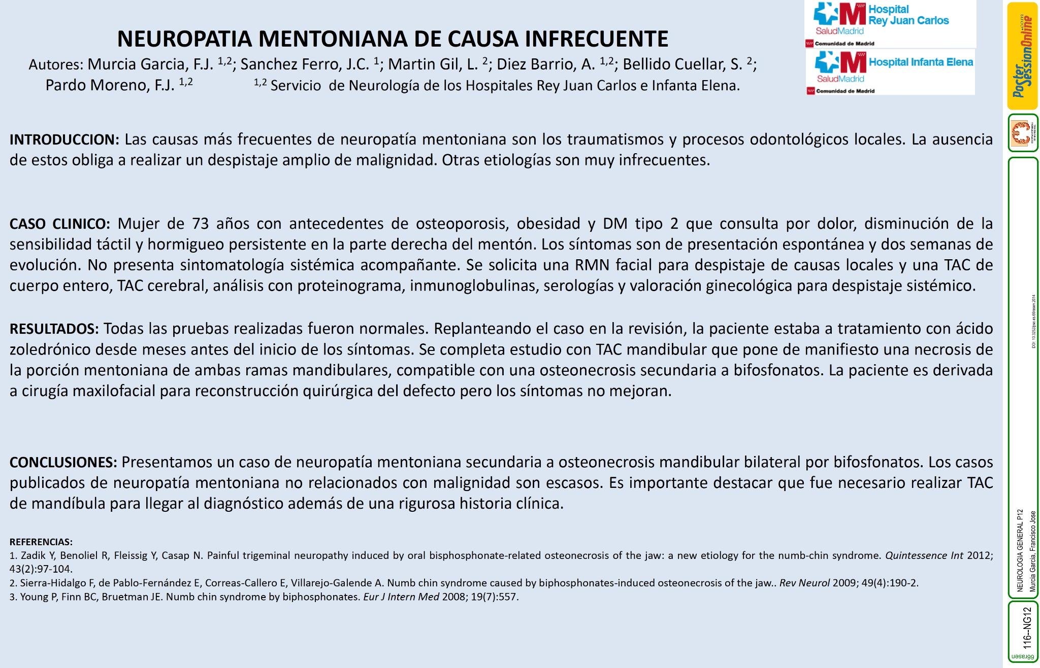 Neuropatia mentoniana de causa infrecuente