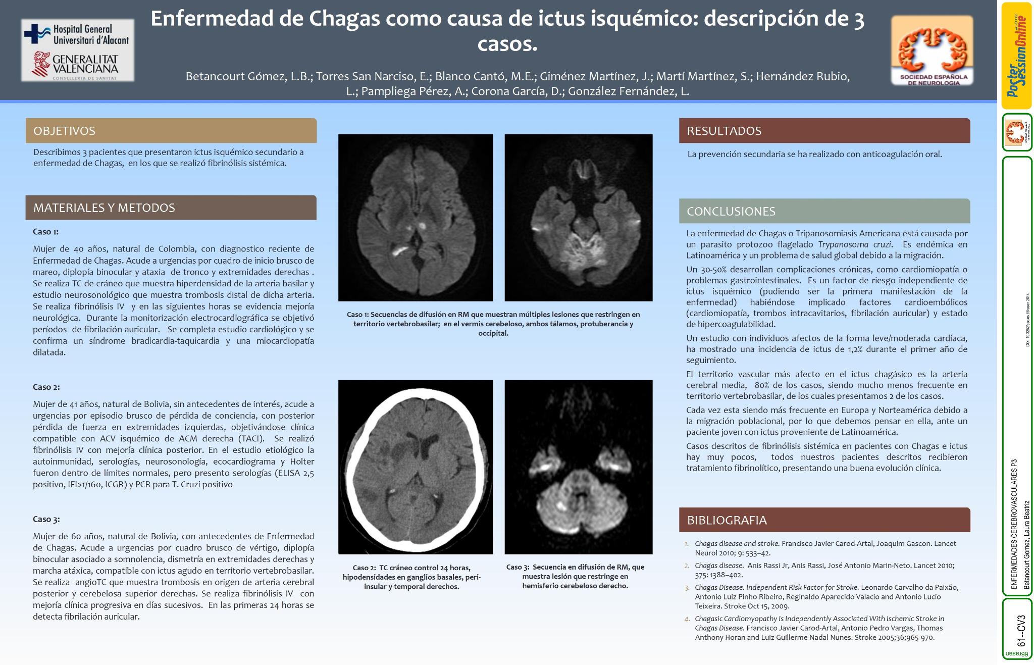 Enfermedad de Chagas como causa de ictus isquémico: descripción de 3 casos