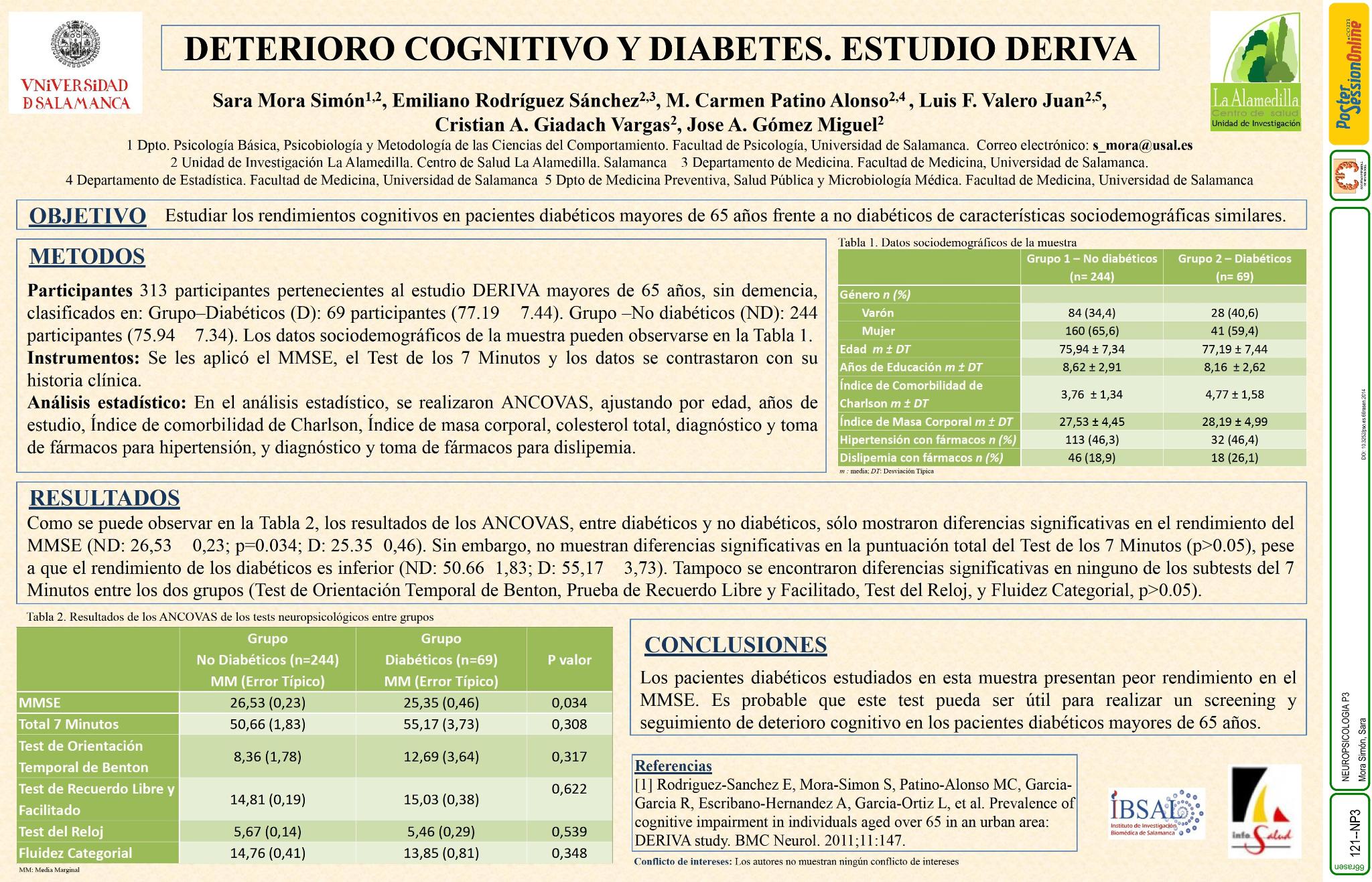 Deterioro cognitivo y diabetes. Estudio DERIVA