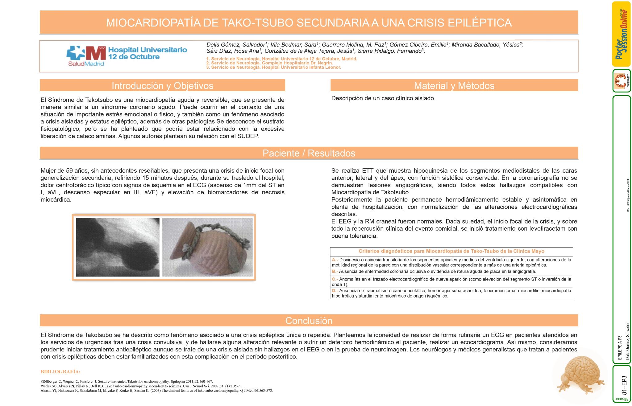 Miocardiopatía de TakoTsubo secundaria a crisis epiléptica