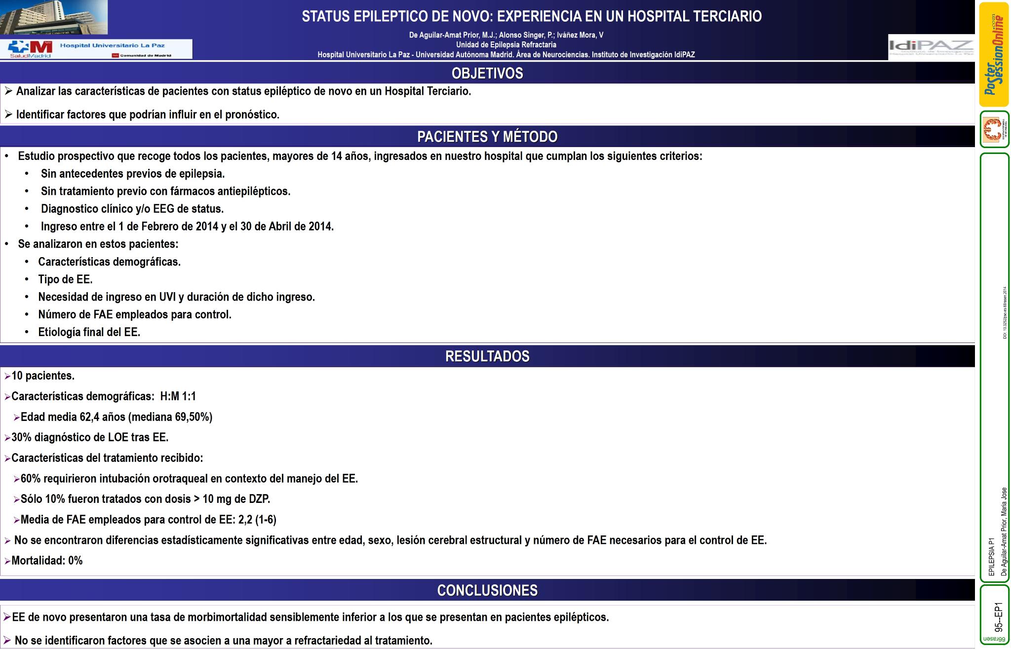 Status epileptico de novo: experiencia en un hospital terciario