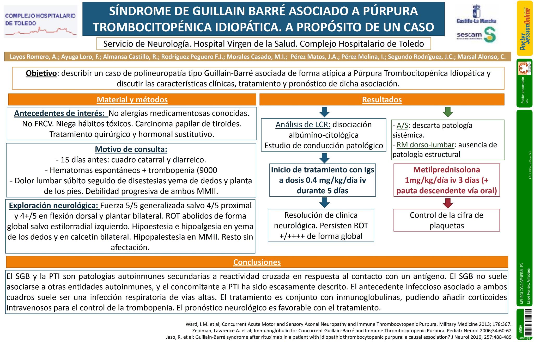 Síndrome de Guillain-Barré asociado a Púrpura Trombocitopénica Idiopática. A propósito de un caso