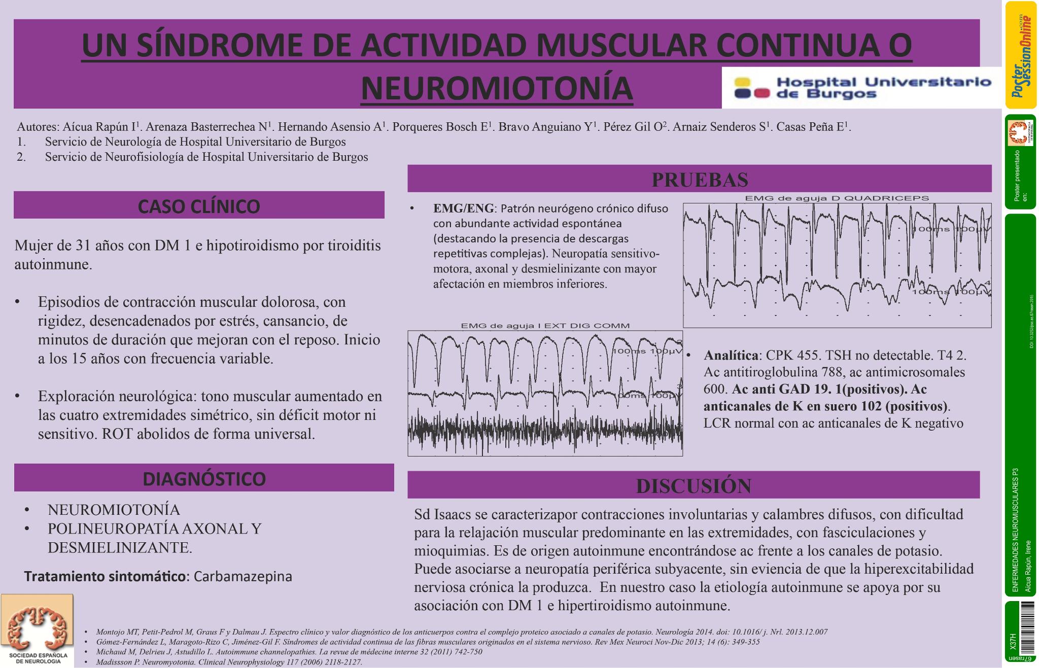 ¿Sólo un síndrome de actividad muscular continua o neuromiotonía?