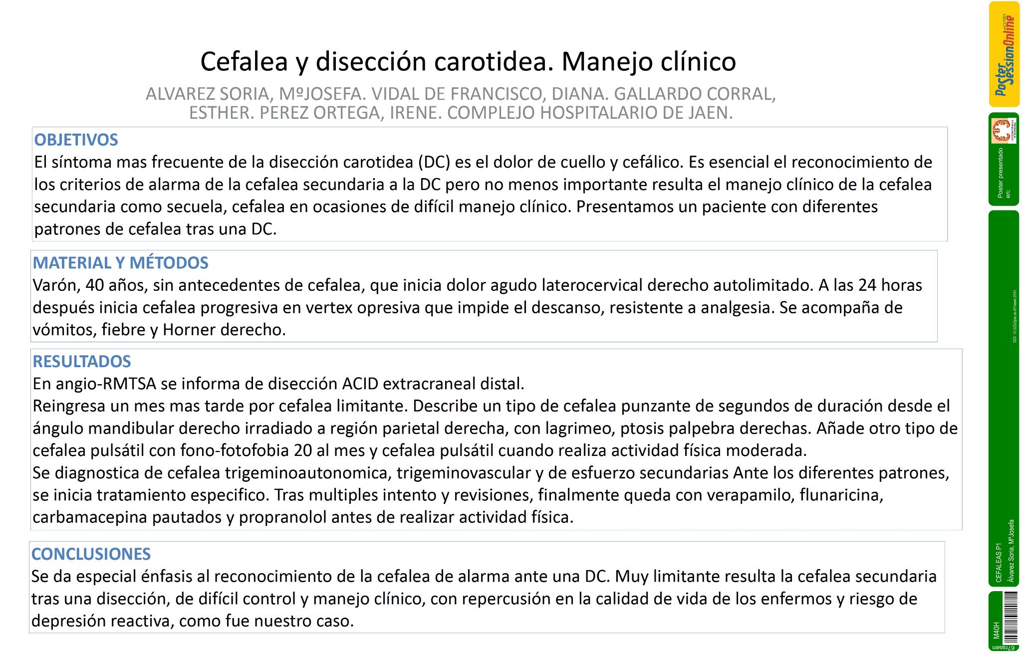 Cefalea y diseccion carotidea. Manejo clínico