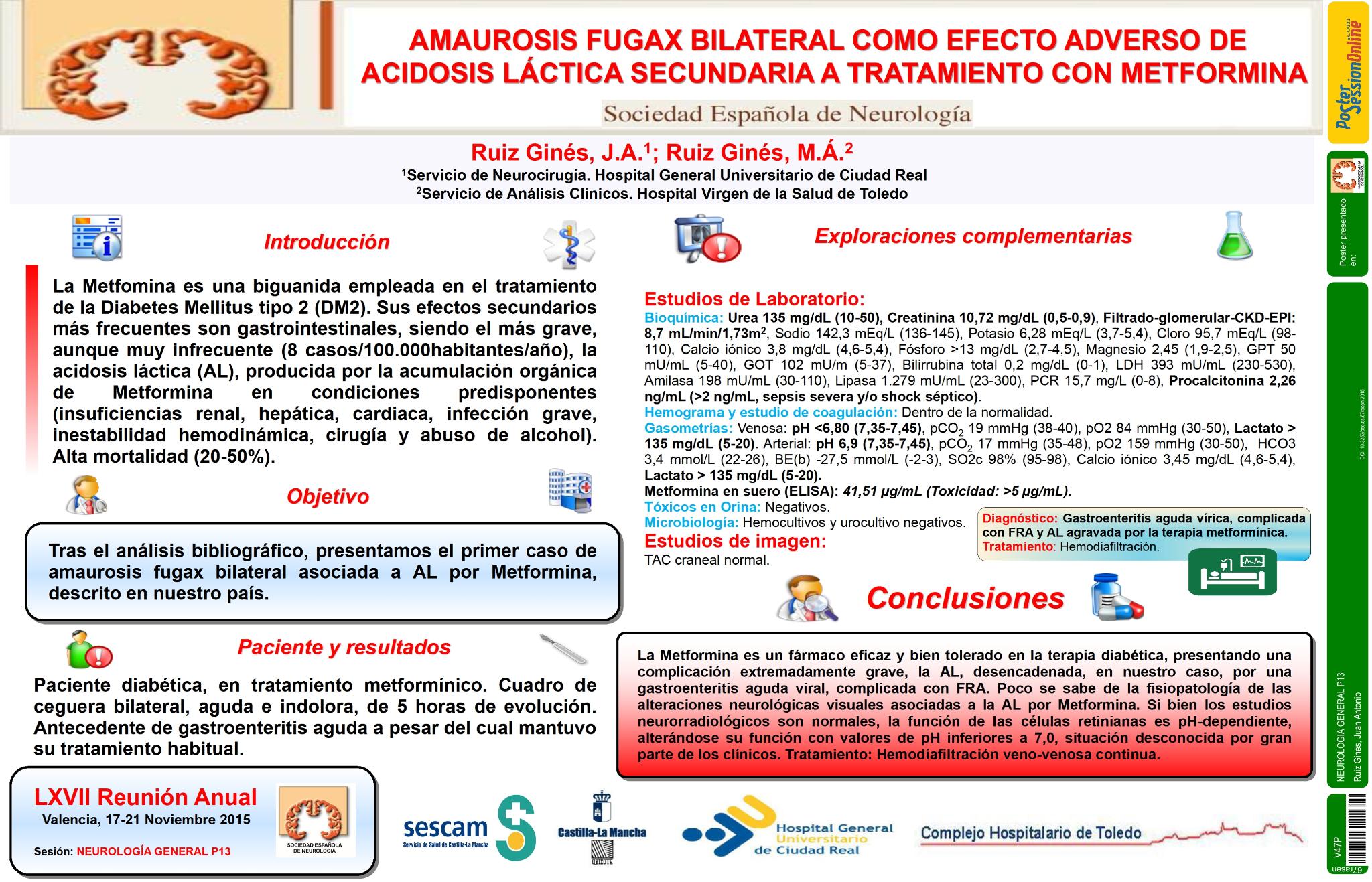 Amaurosis fugax bilateral como efecto adverso de acidosis láctica secundaria a tratamiento con Metformina