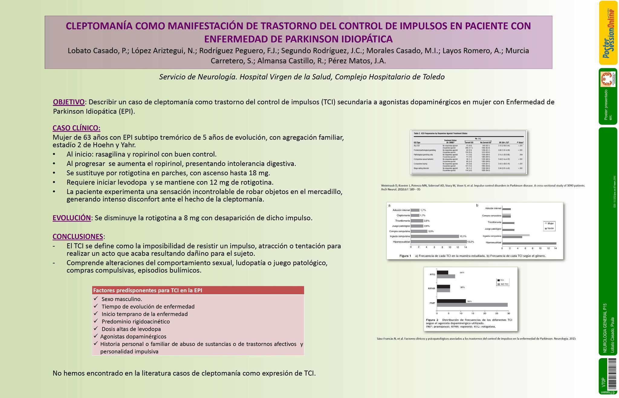 Cleptomanía como manifestación de trastorno del control de impulsos en paciente con Enfermedad de Parkinson Idiopática
