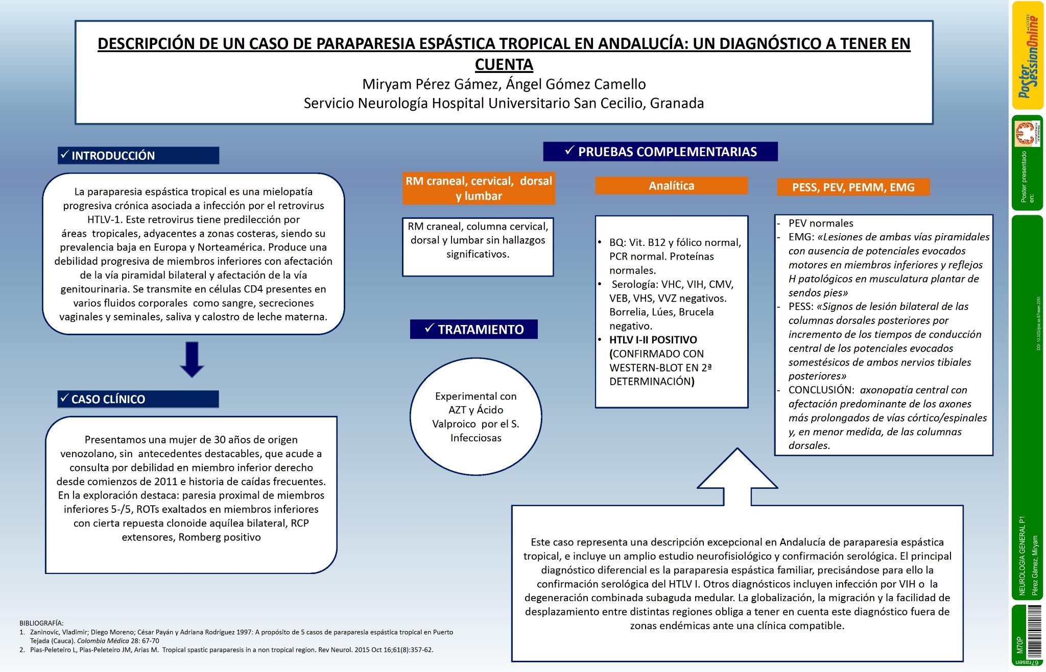 Descripción de un caso de paraparesia espástica tropical en Andalucía: Un diagnóstico a tener en cuenta