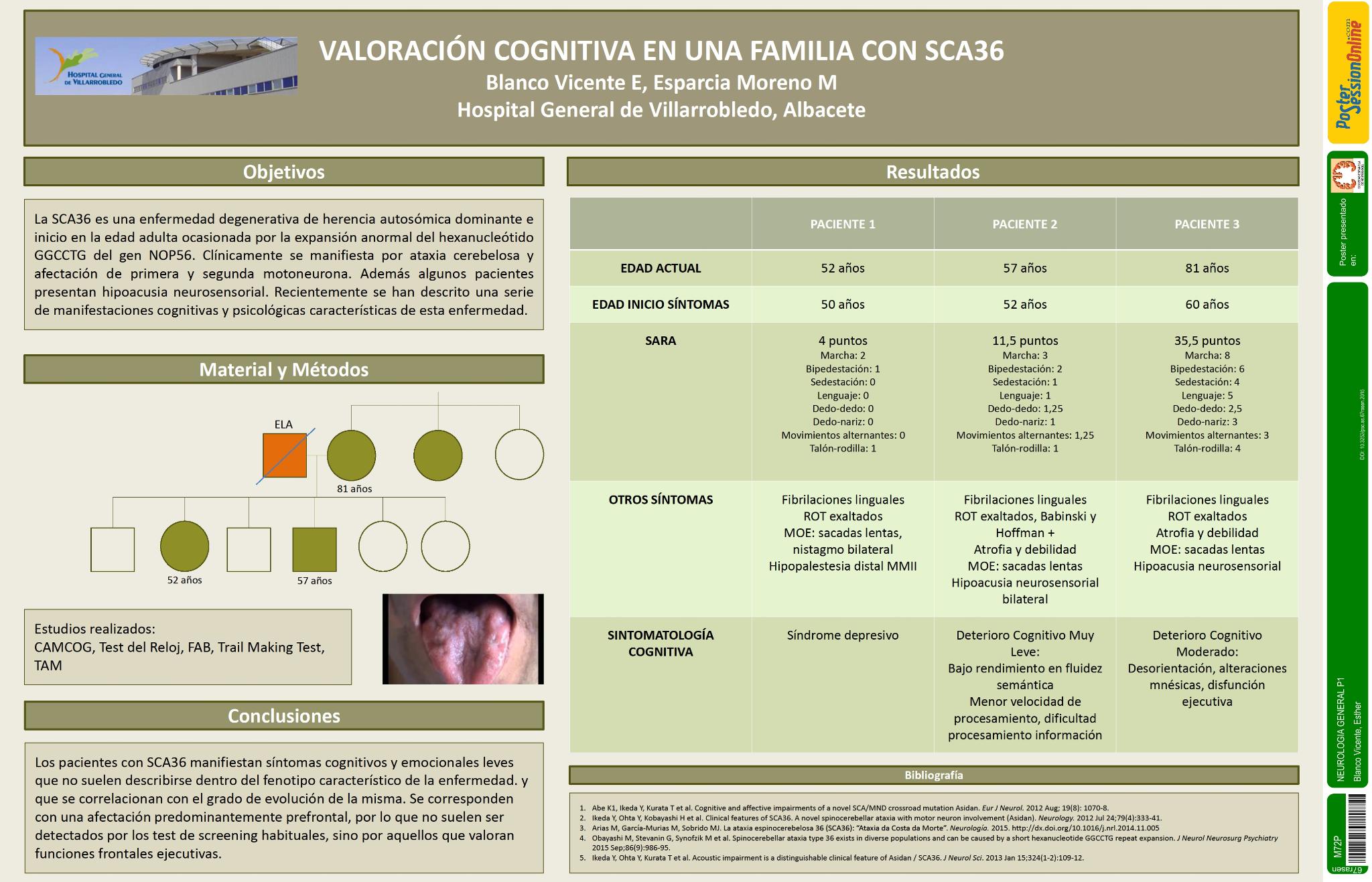Valoración cognitiva en una familia con SCA 36