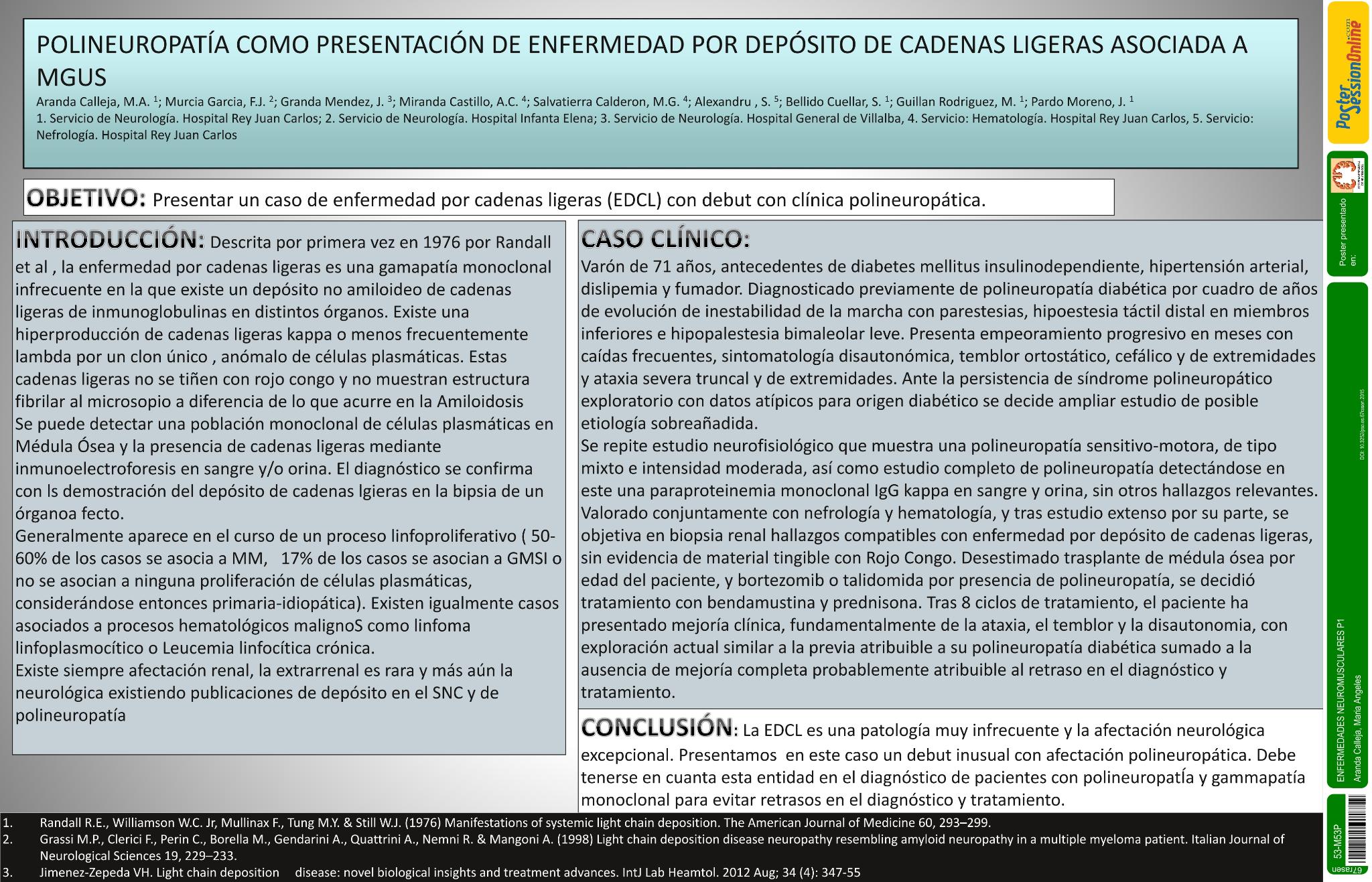 Polineuropatía como presentación de enfermedad por depósito de cadenas ligeras