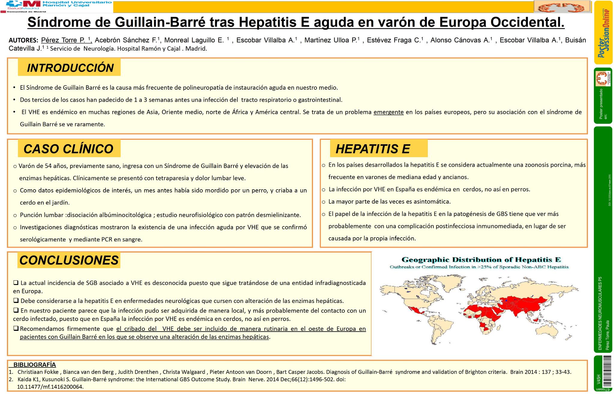 Síndrome de Guillain-Barré tras Hepatitis E aguda en varón de Europa Occidental